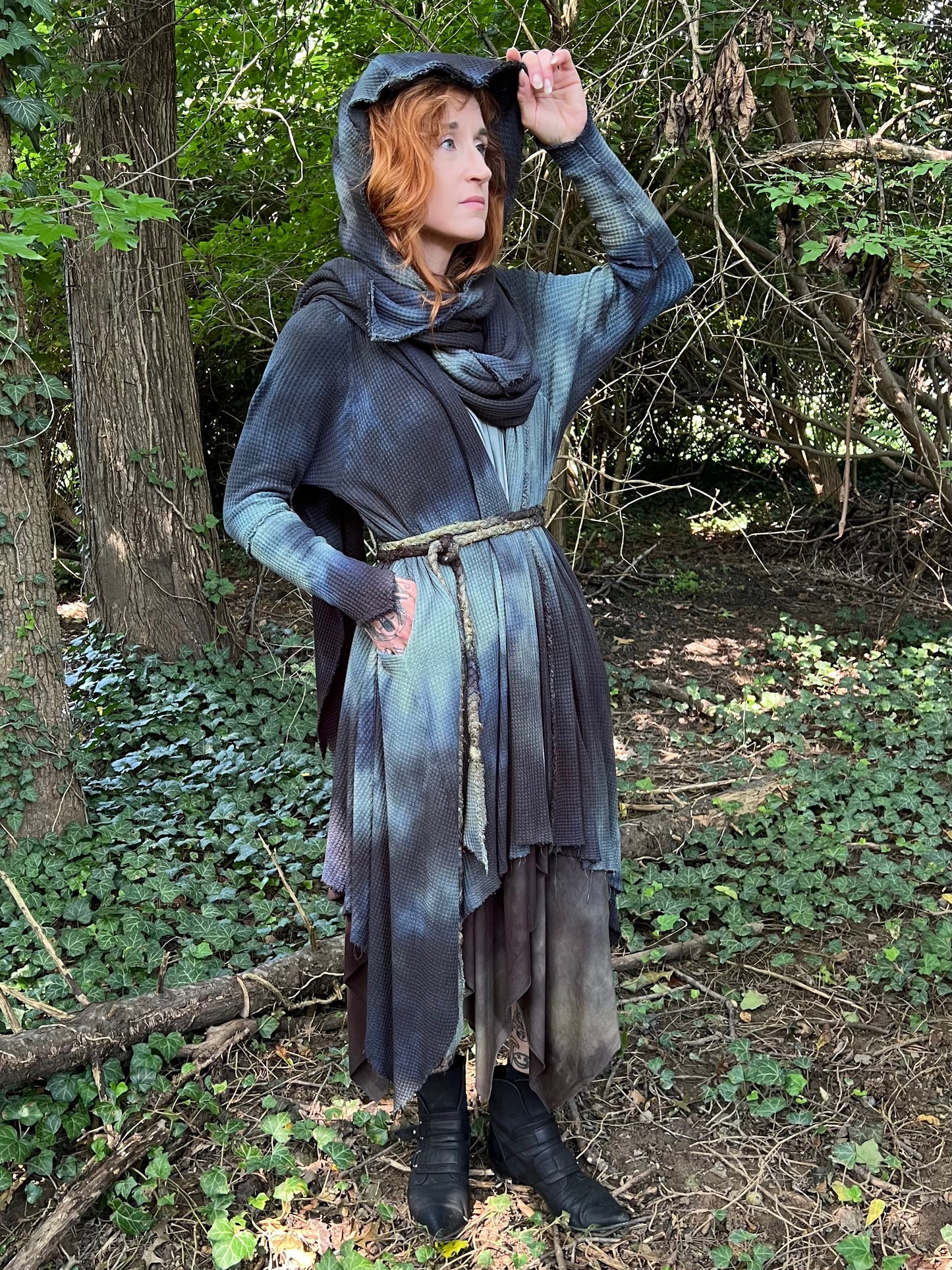 Traveler’s Cloak Waffle Knit Feldspar colorway CROPPED