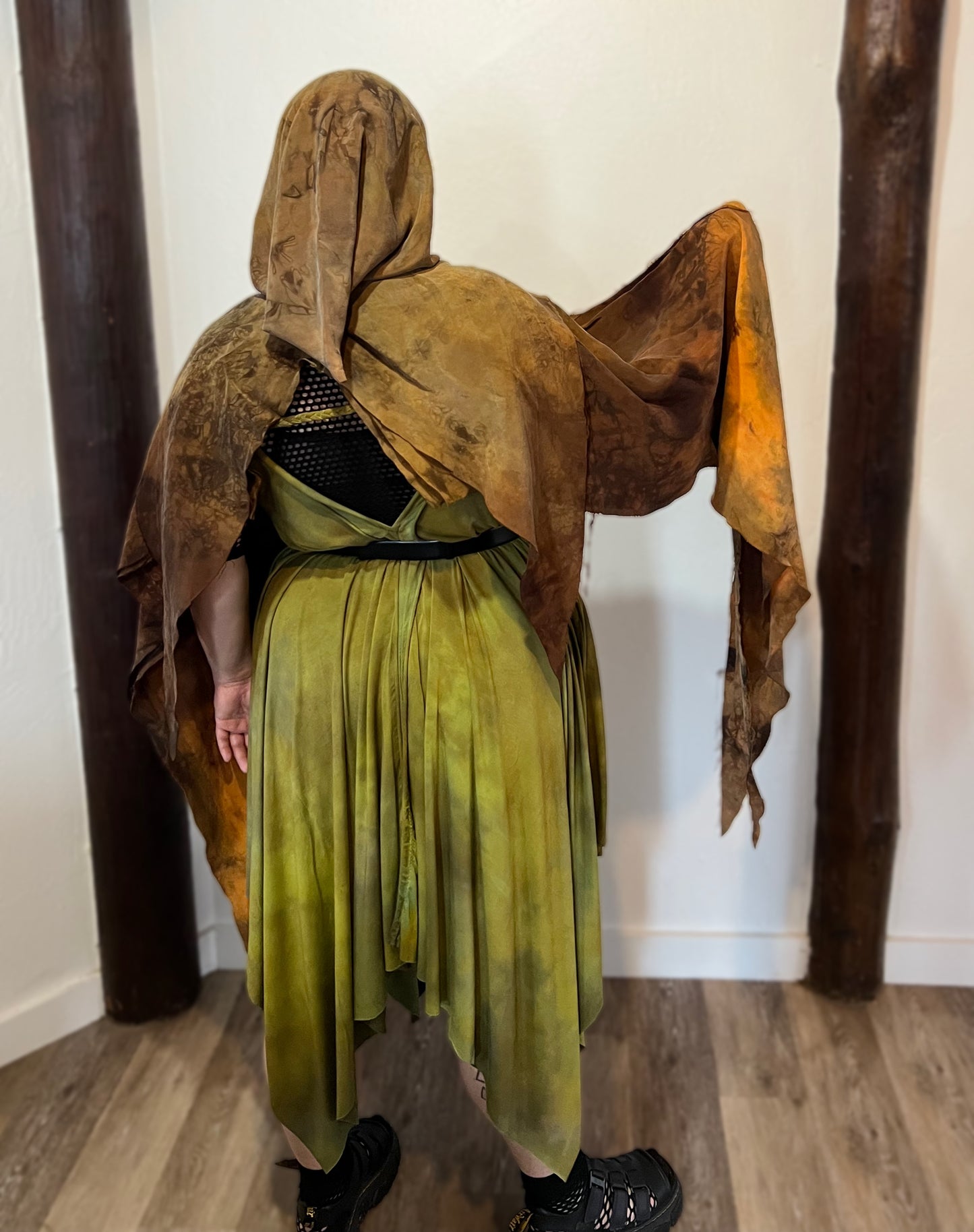 Lore Hooded Shawl Cupro Foxy Colorway OOAK