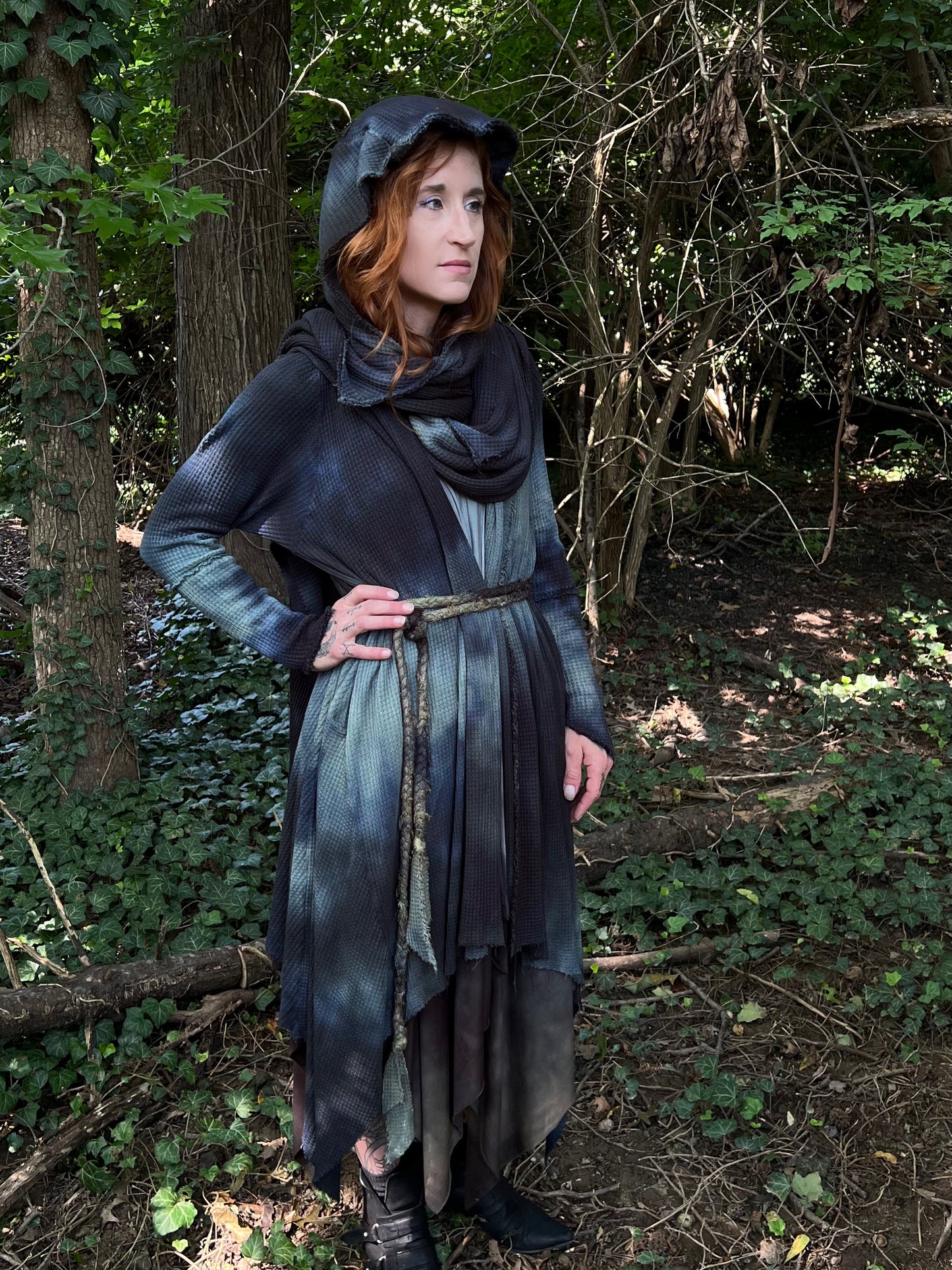 Traveler’s Cloak Waffle Knit Feldspar colorway CROPPED