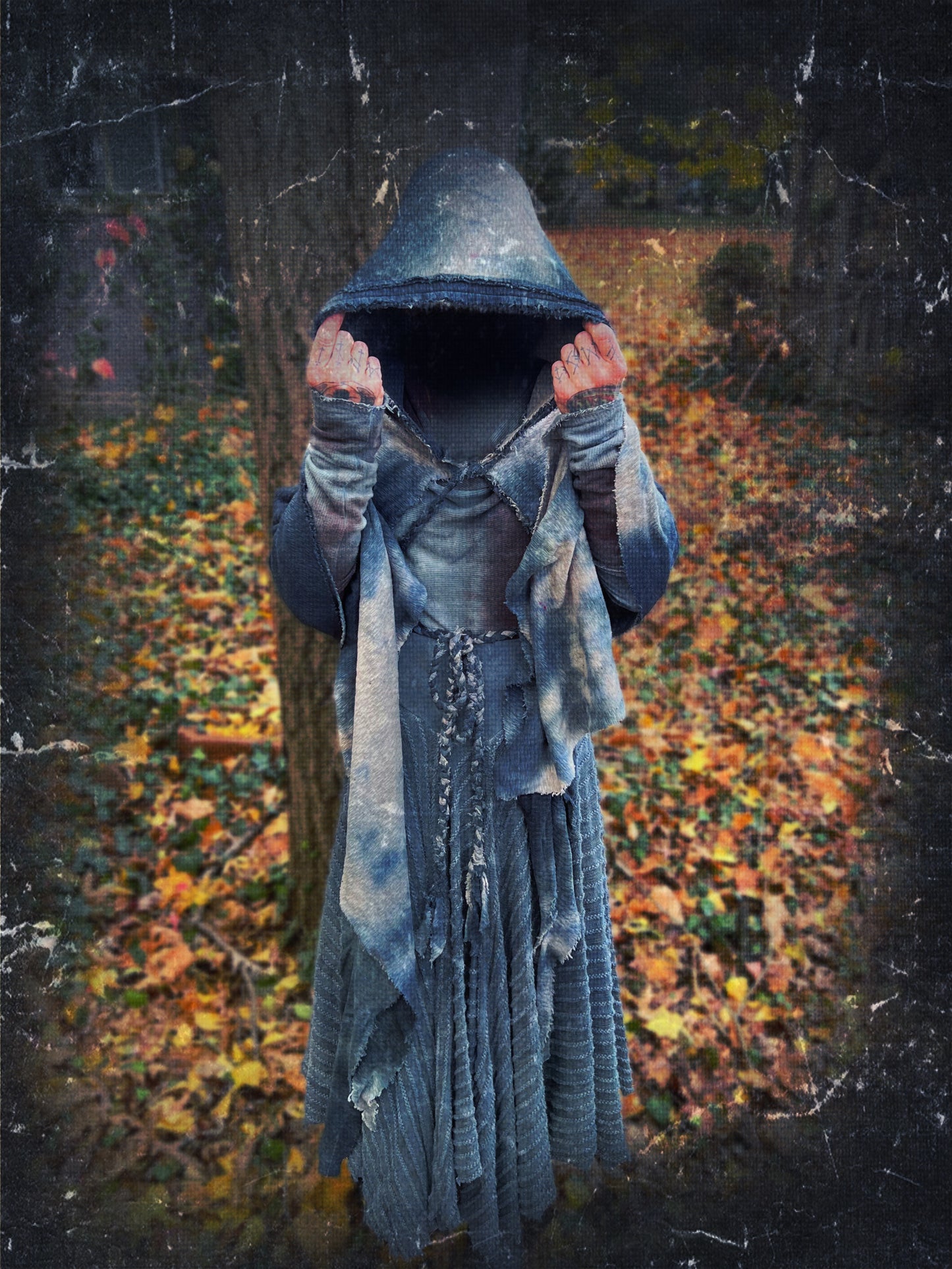 Lore Hooded Shawl Ocracoke colorway OOAK