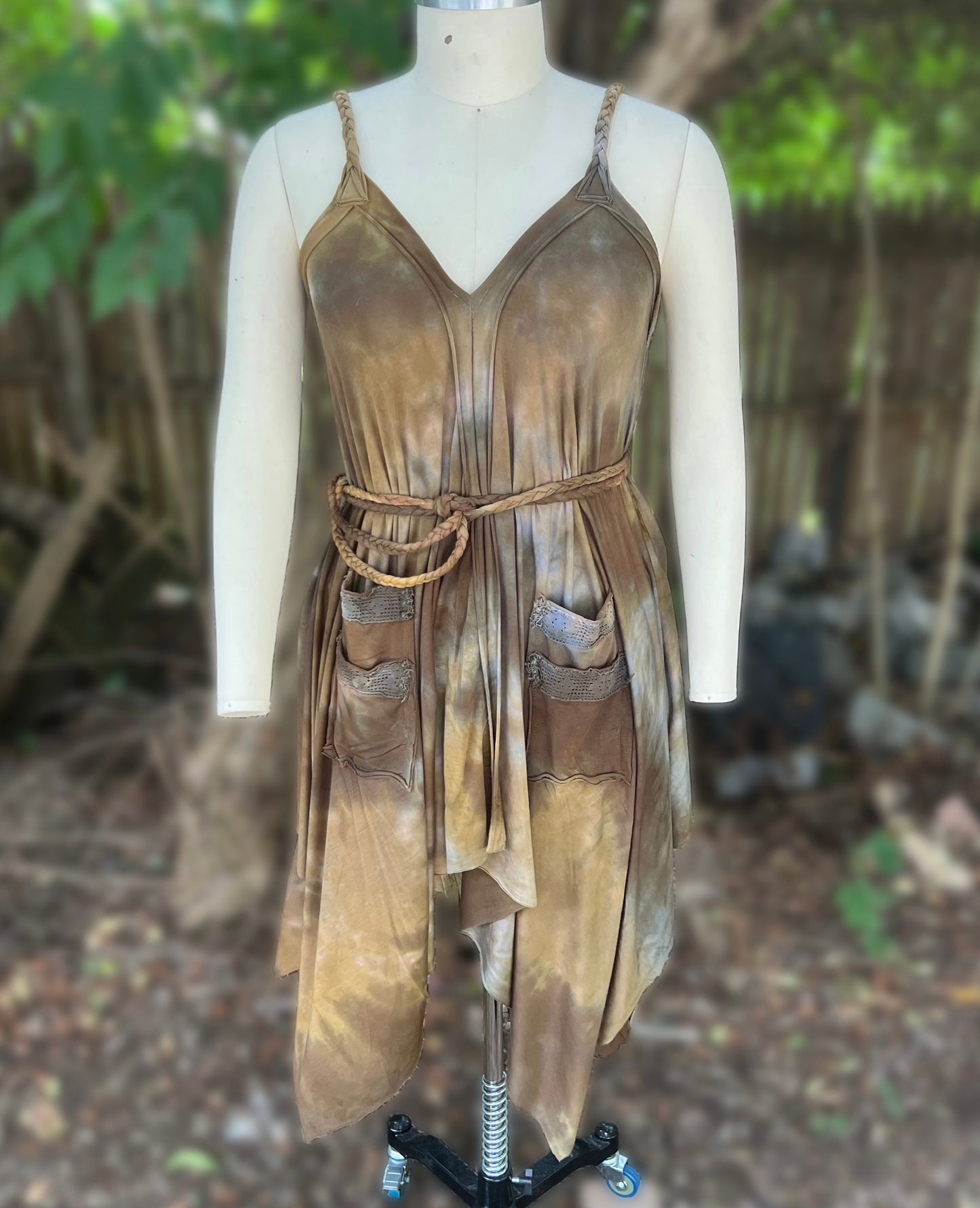 Adventuring Dress Tencel and Lace Riverbank colorway