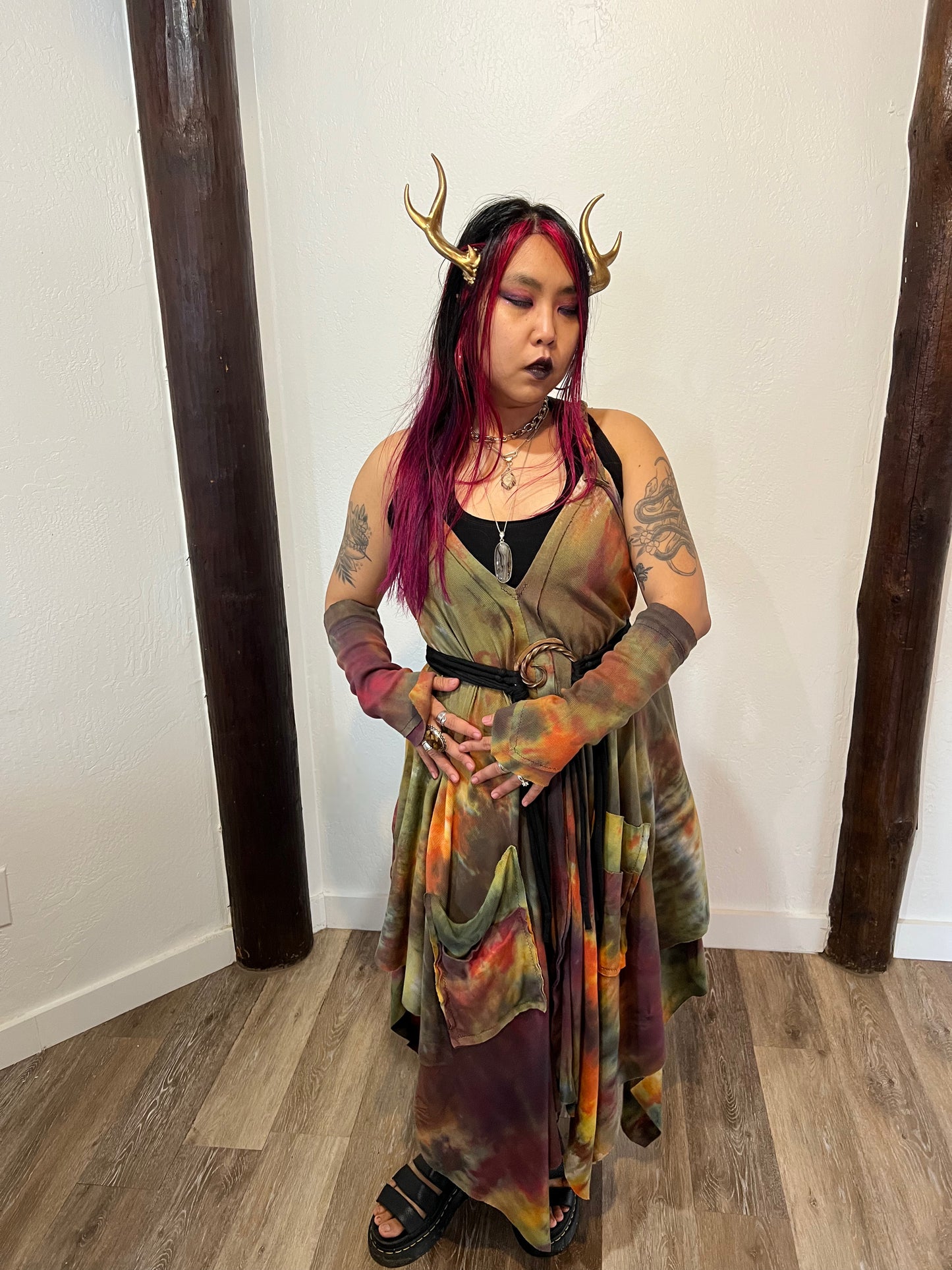 Adventuring Dress with Arm Warmers Samhain colorway