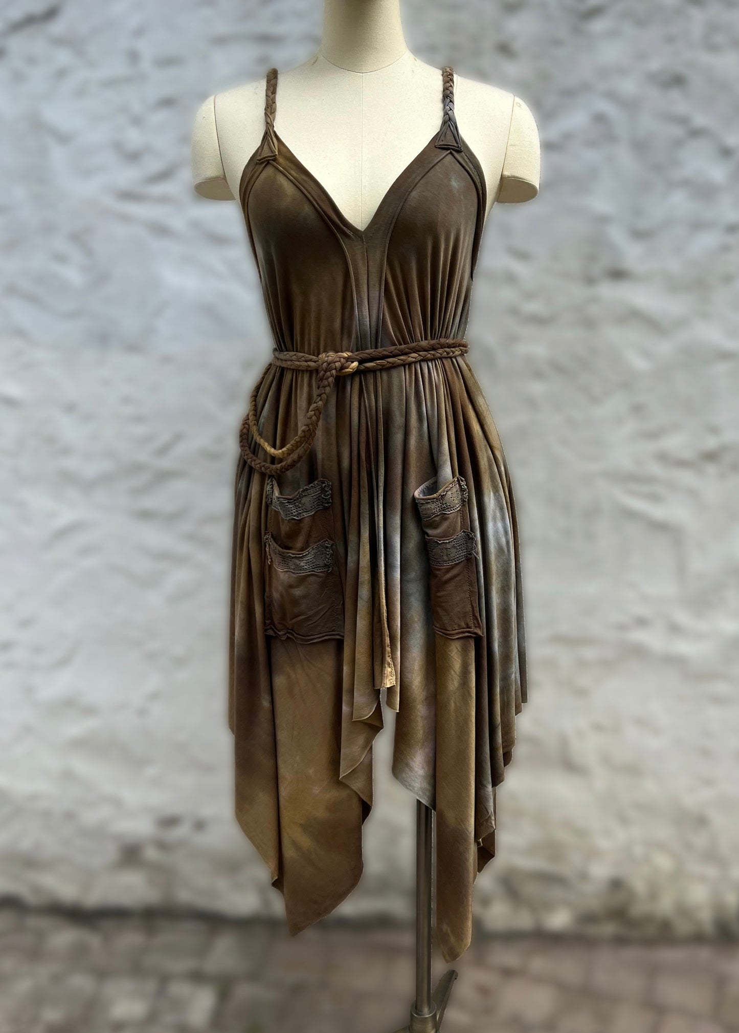 Adventuring Dress Tencel and Lace Riverbank colorway