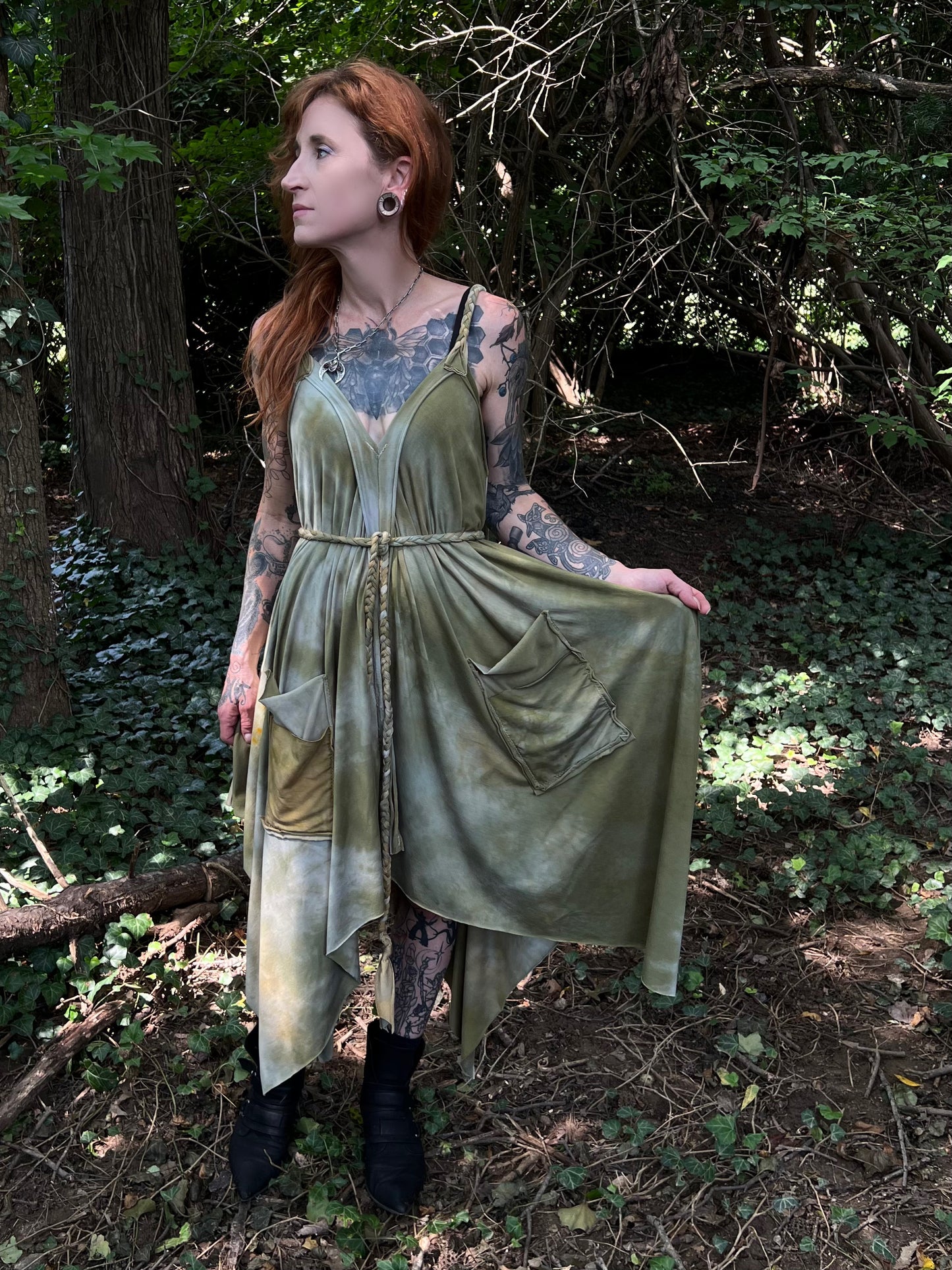 Adventuring Dress Tencel Woodbine colorway