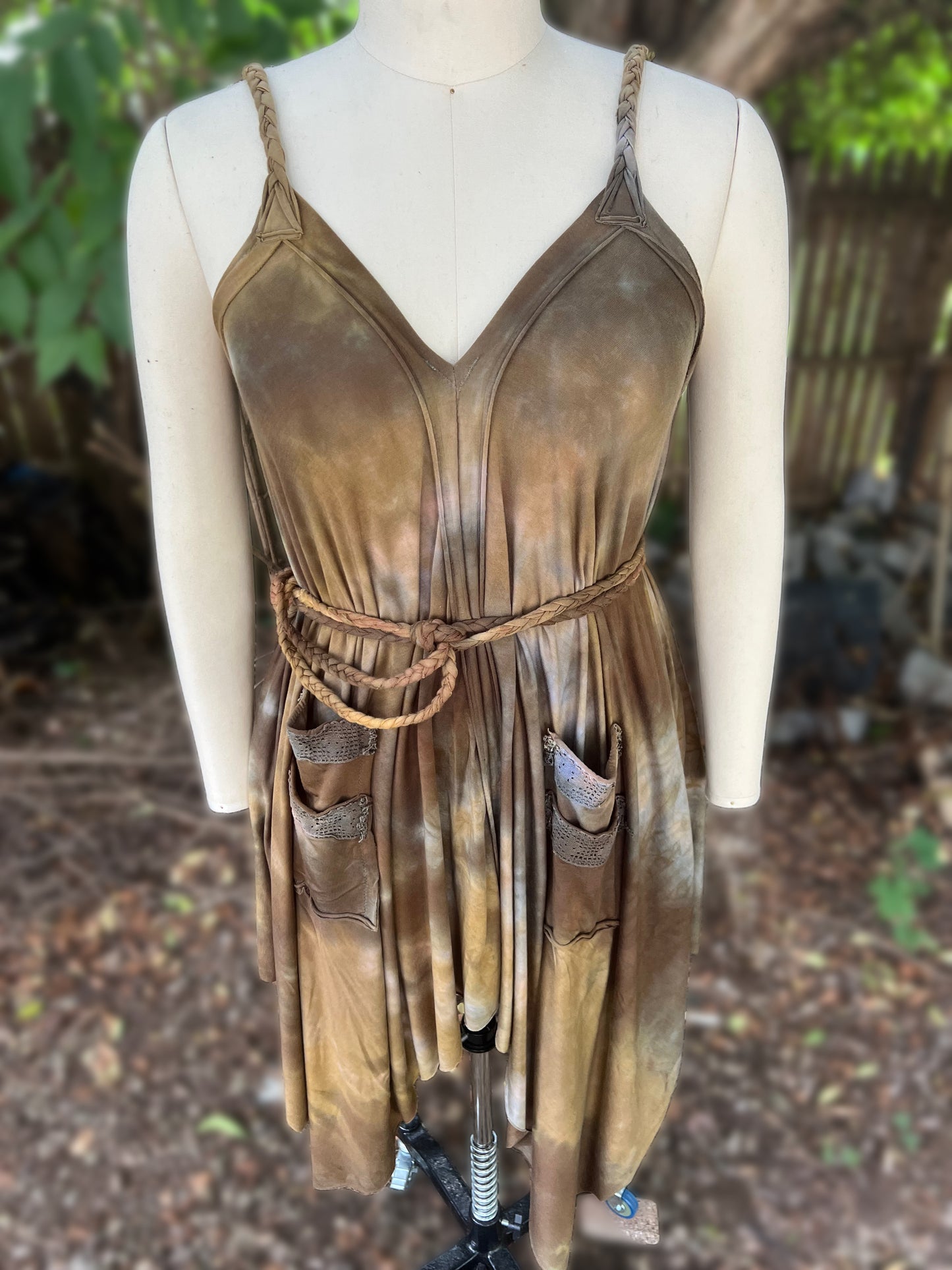 Adventuring Dress Tencel and Lace Riverbank colorway