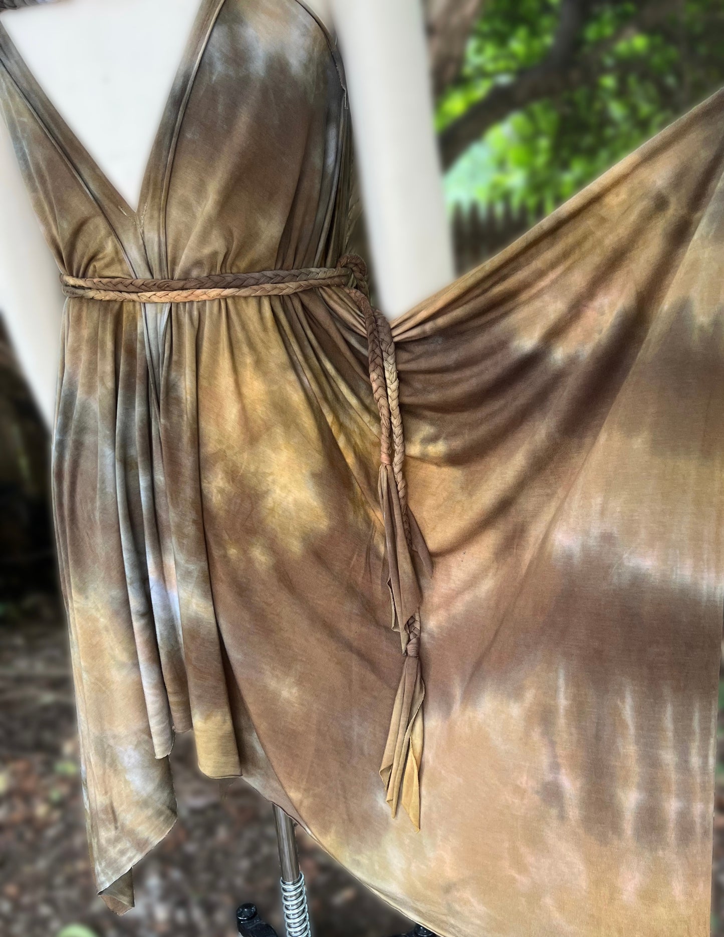 Adventuring Dress Tencel and Lace Riverbank colorway