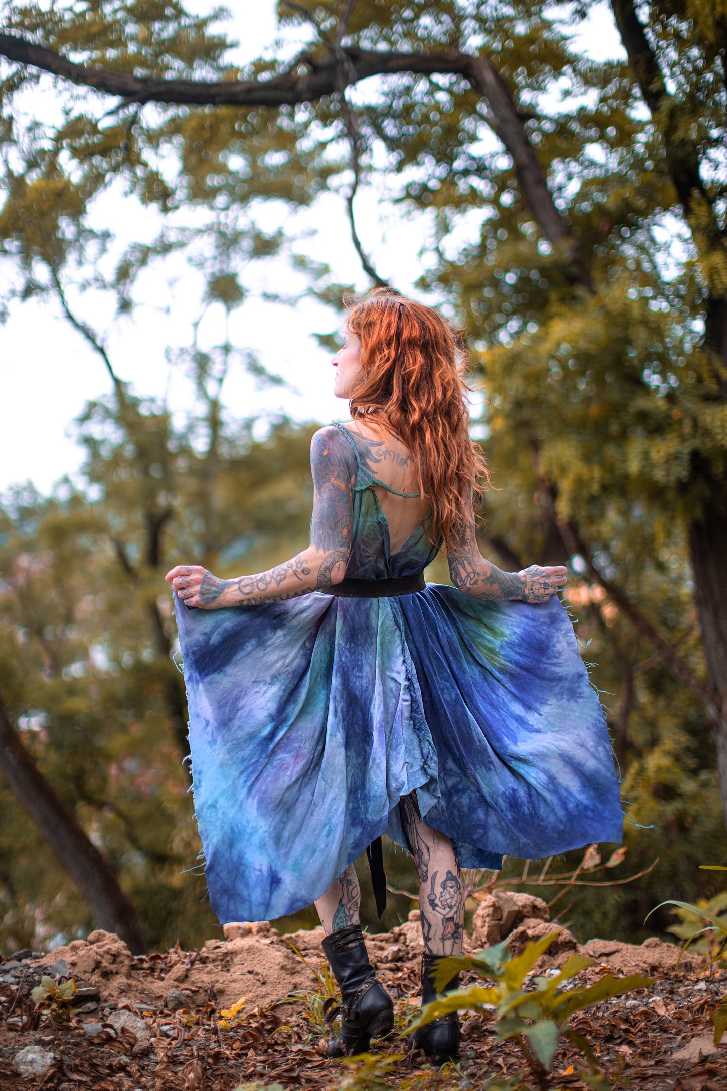 Adventuring Dress Cupro Meadow colorway