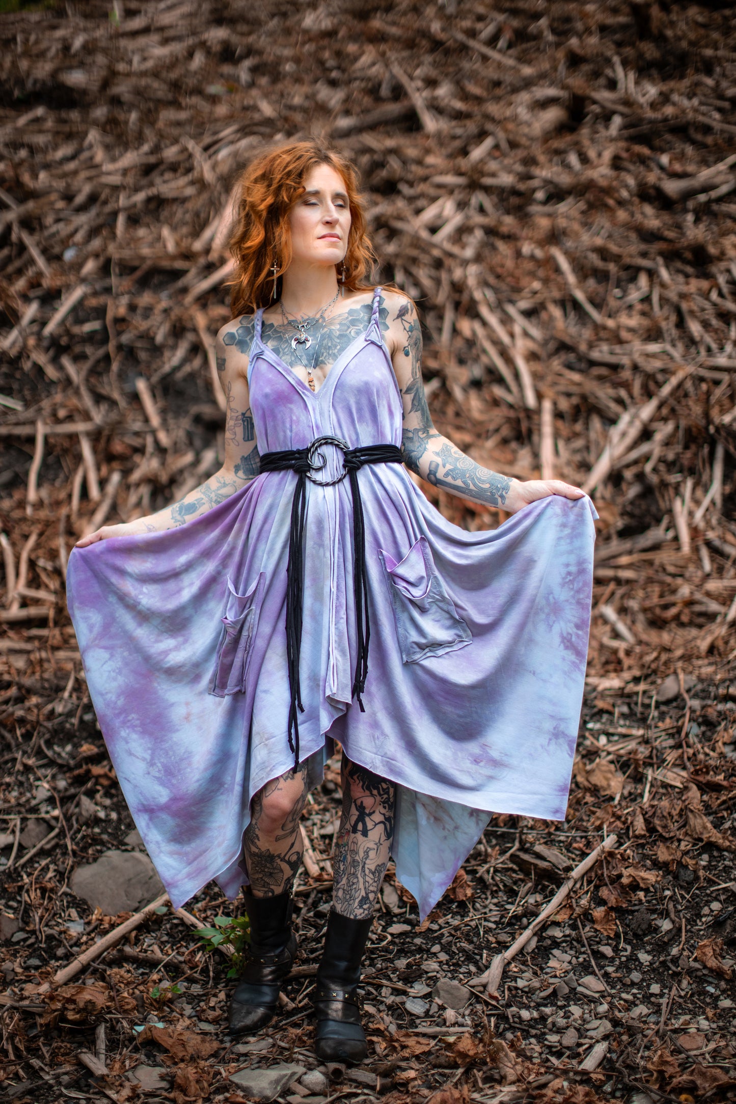 Adventuring Dress Tencel Moonstone colorway
