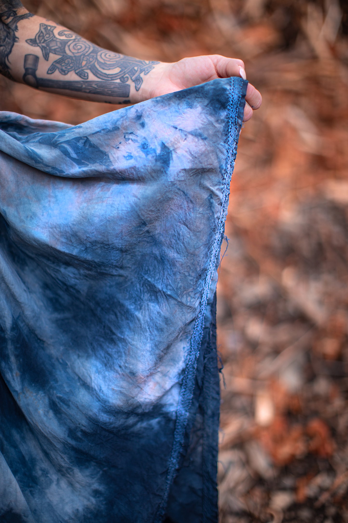 Adventuring Dress Cupro Lace Slate colorway
