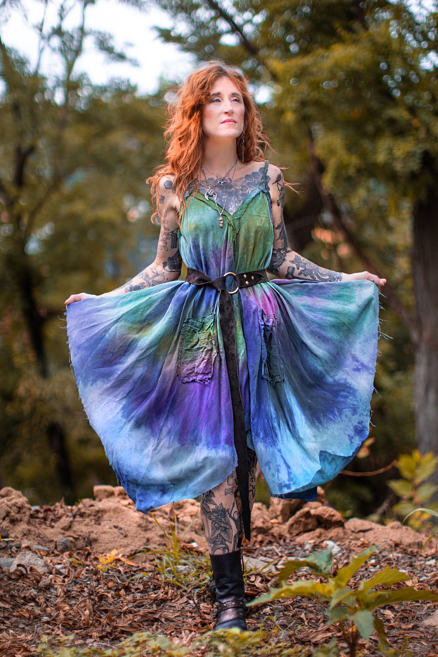 Adventuring Dress Cupro Meadow colorway