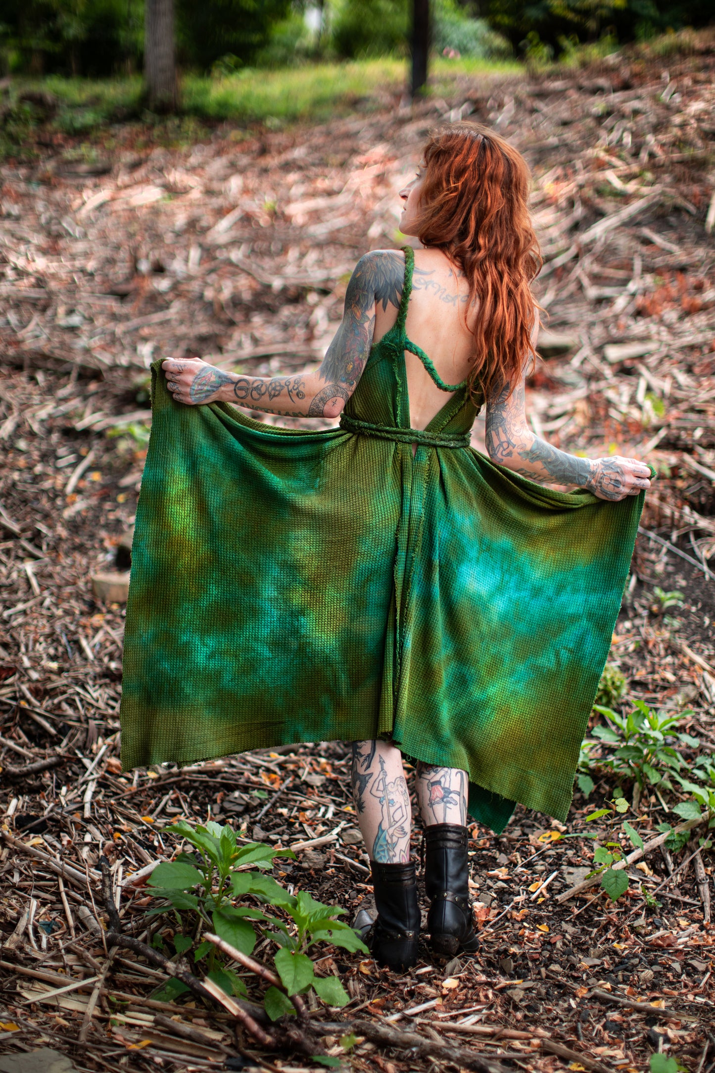 Adventuring Dress Waffle Knit Hedera colorway