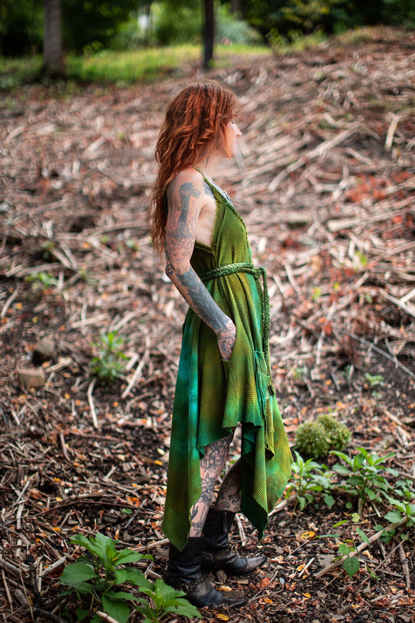 Adventuring Dress Waffle Knit Hedera colorway