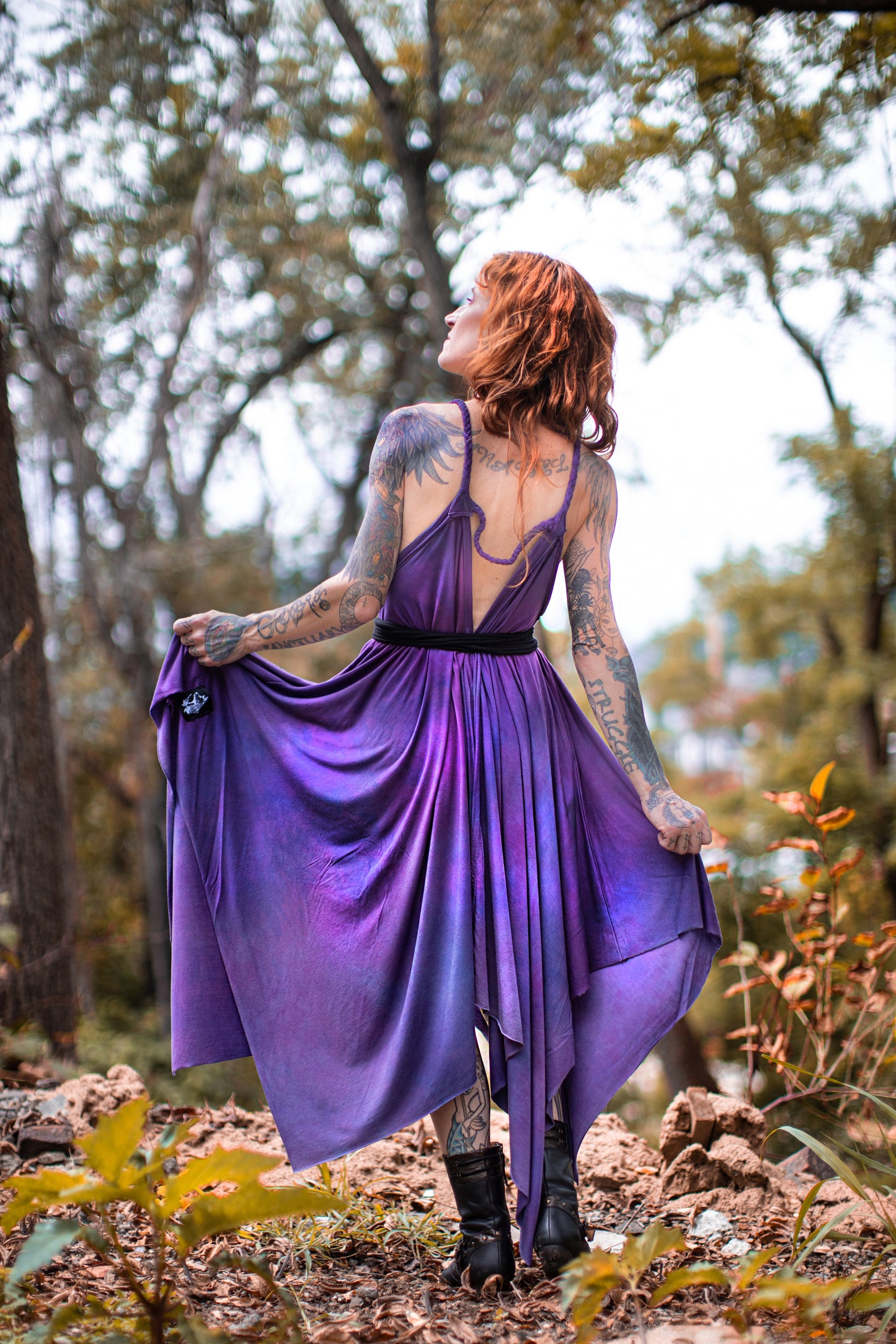 Adventuring Dress Tencel Violet colorway