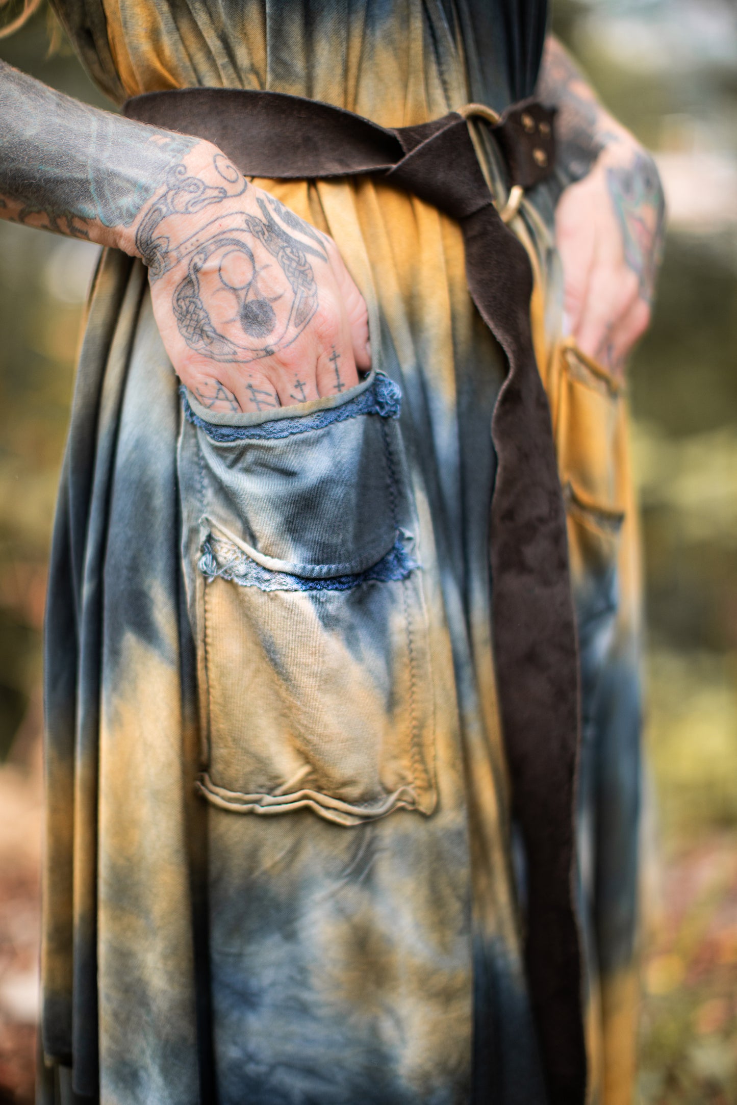 Adventuring Dress Tencel and Lace Pyrite colorway