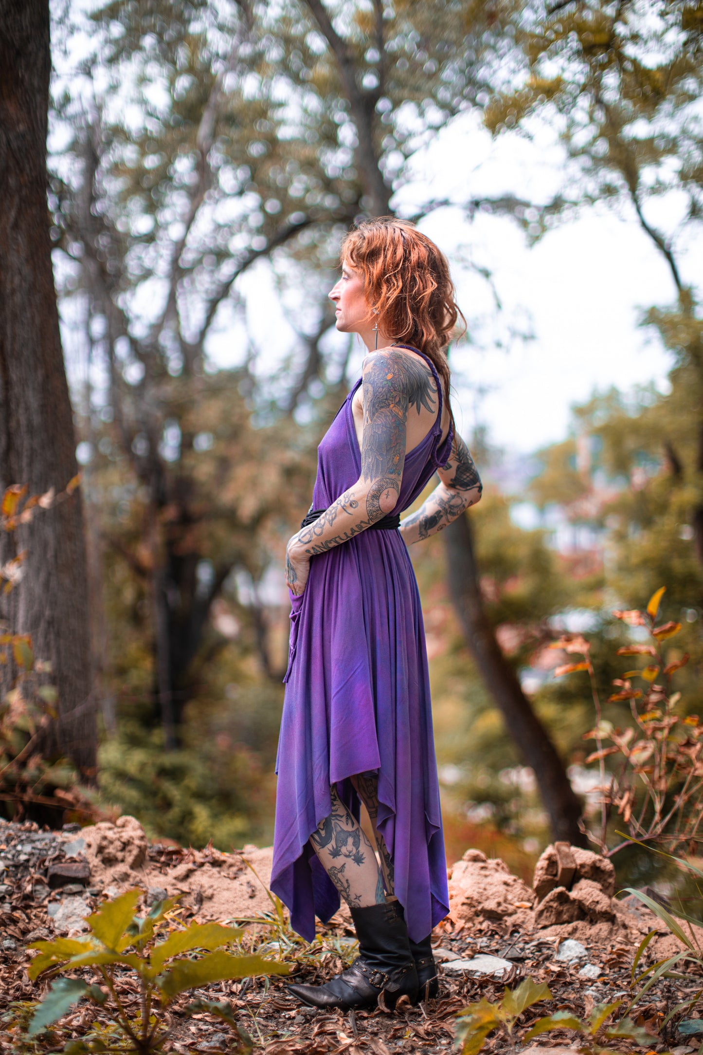 Adventuring Dress Tencel Violet colorway