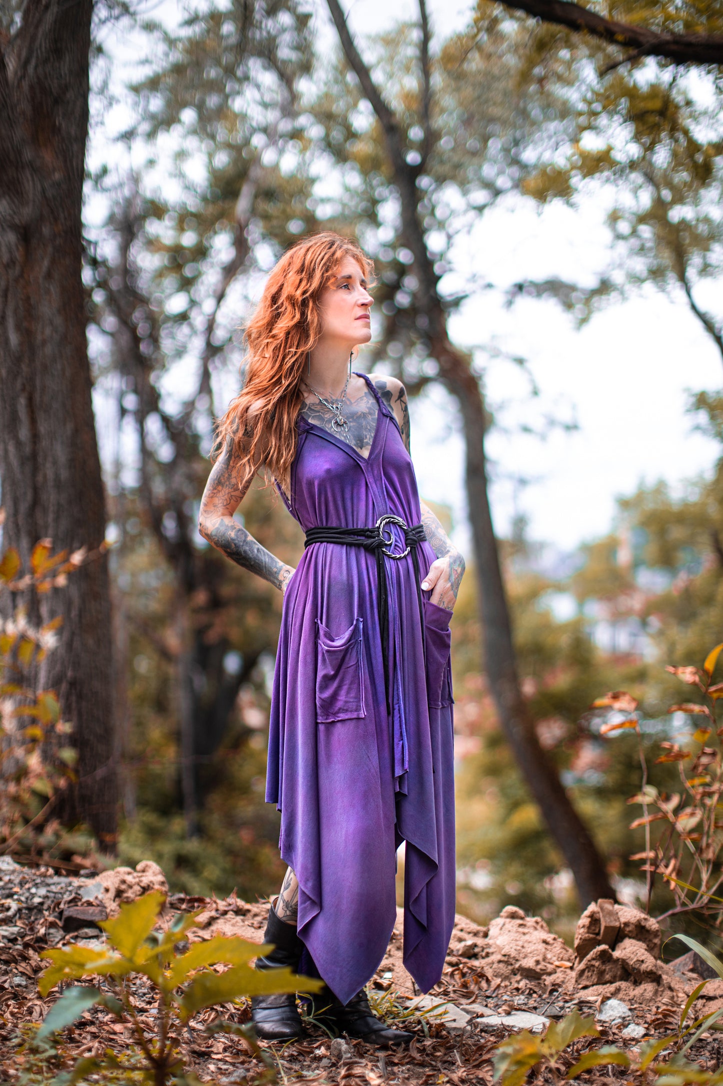 Adventuring Dress Tencel Violet colorway