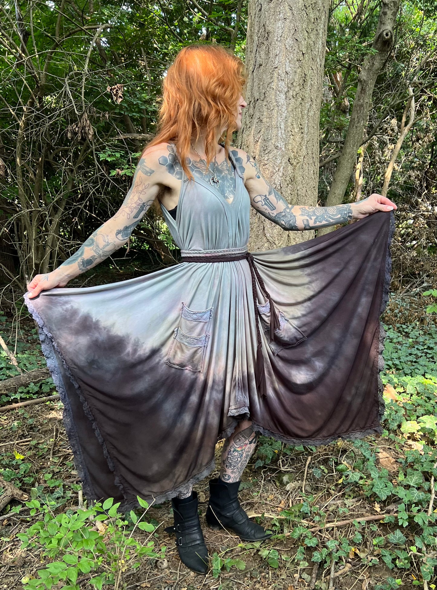 Adventuring Dress Tencel with FULL lace trim OOAK