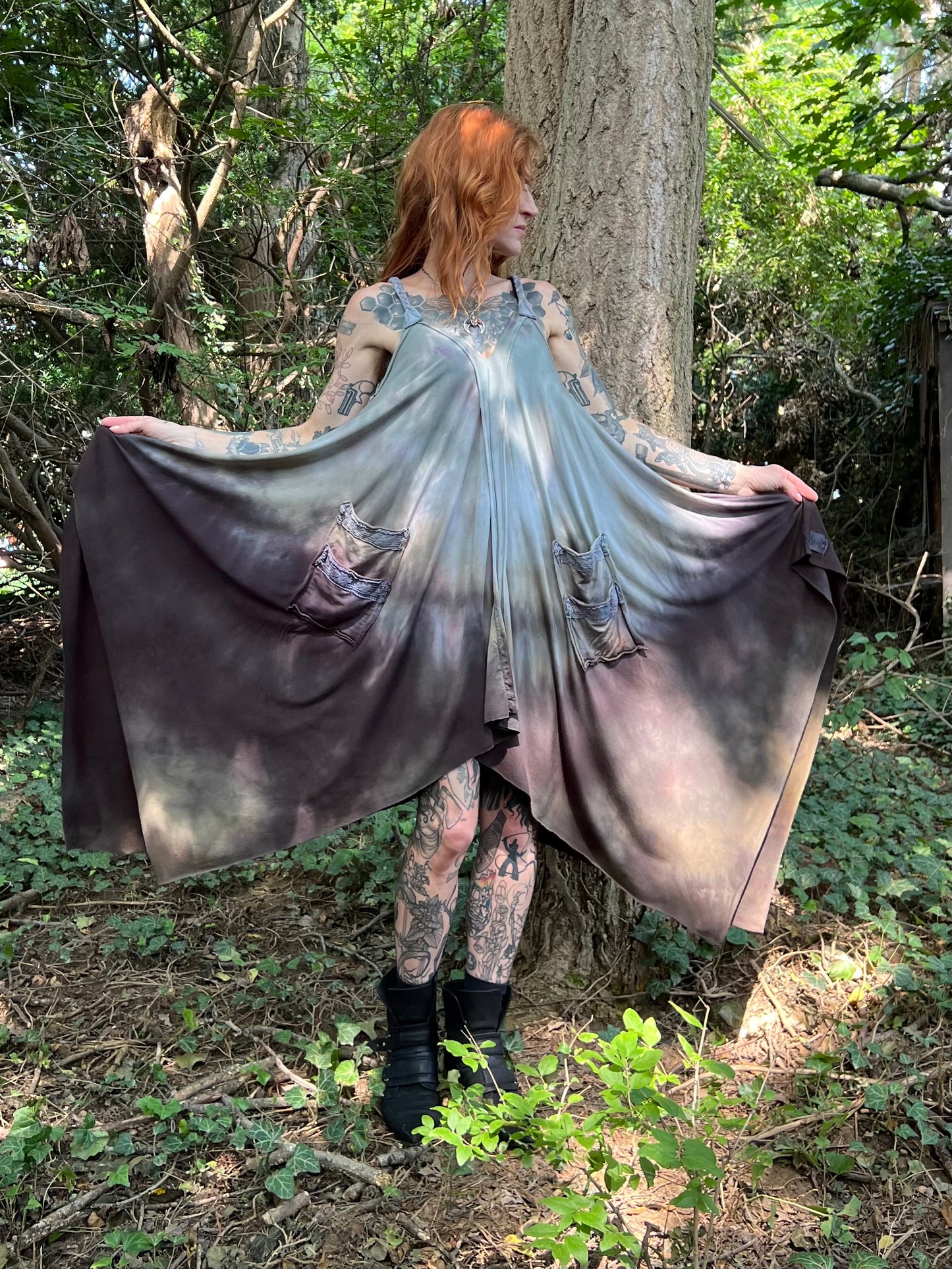 Adventuring Dress Tencel and Lace Bone Maiden colorway