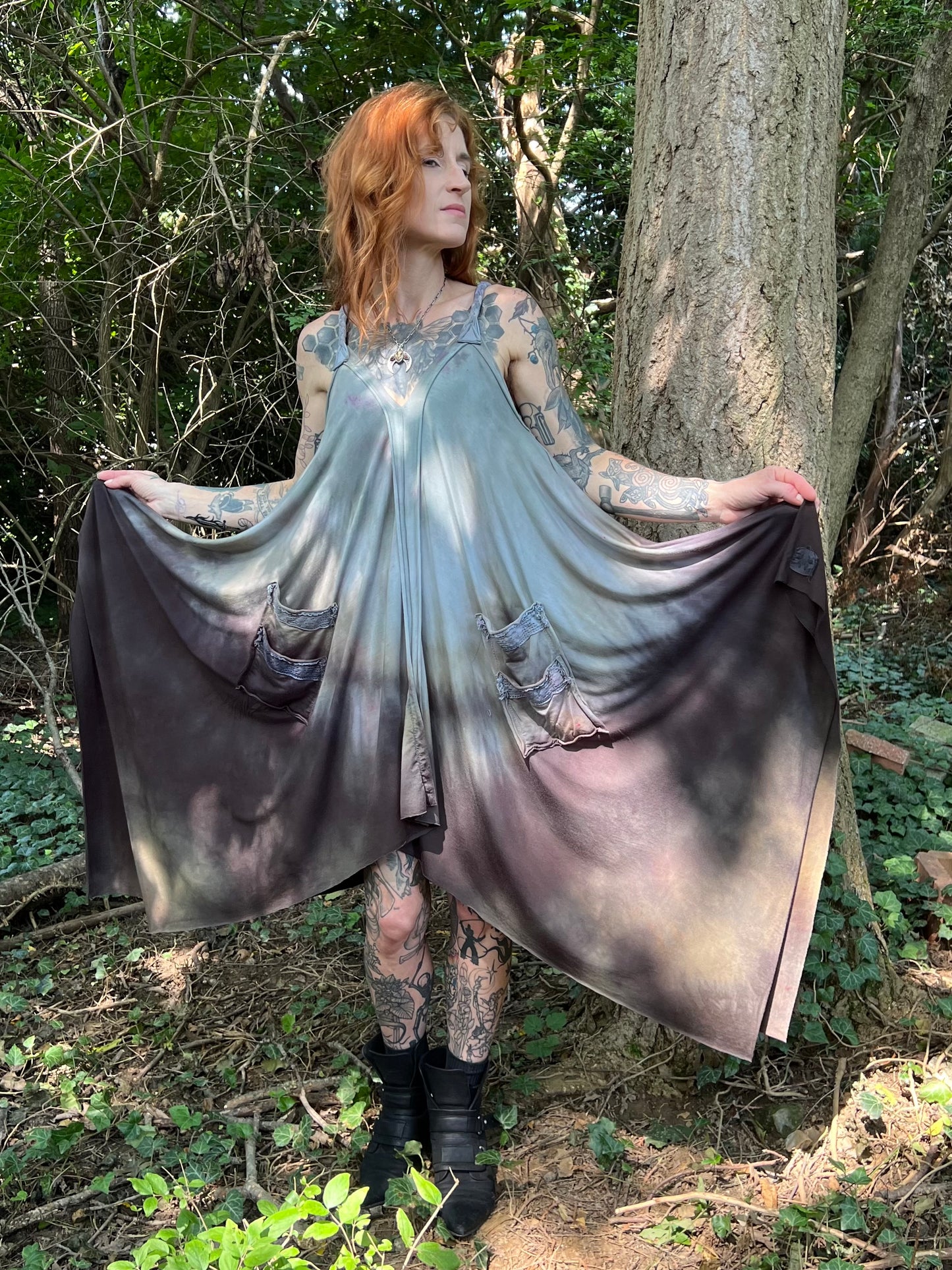 Adventuring Dress Tencel and Lace Bone Maiden colorway