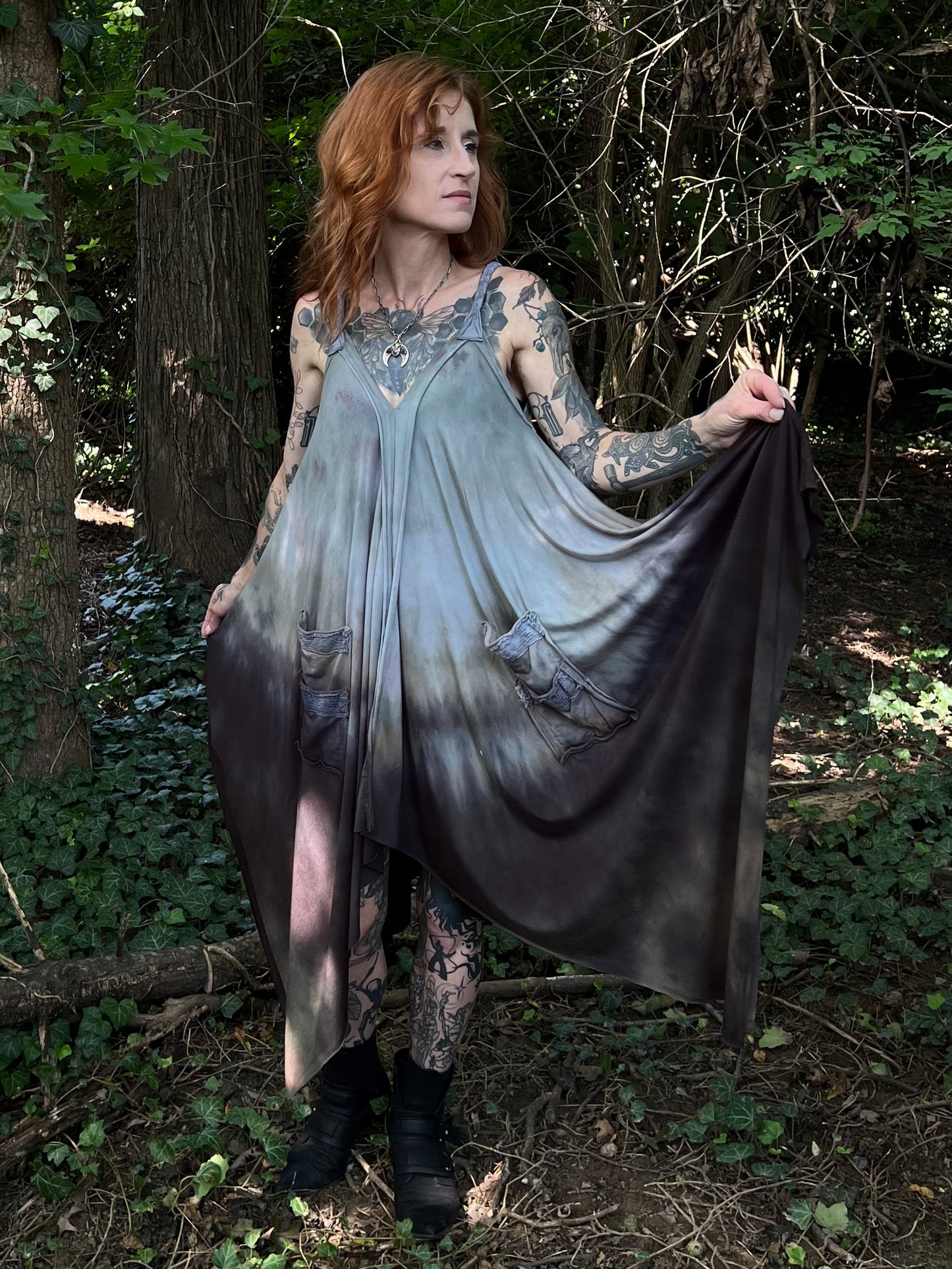 Adventuring Dress Tencel and Lace Bone Maiden colorway