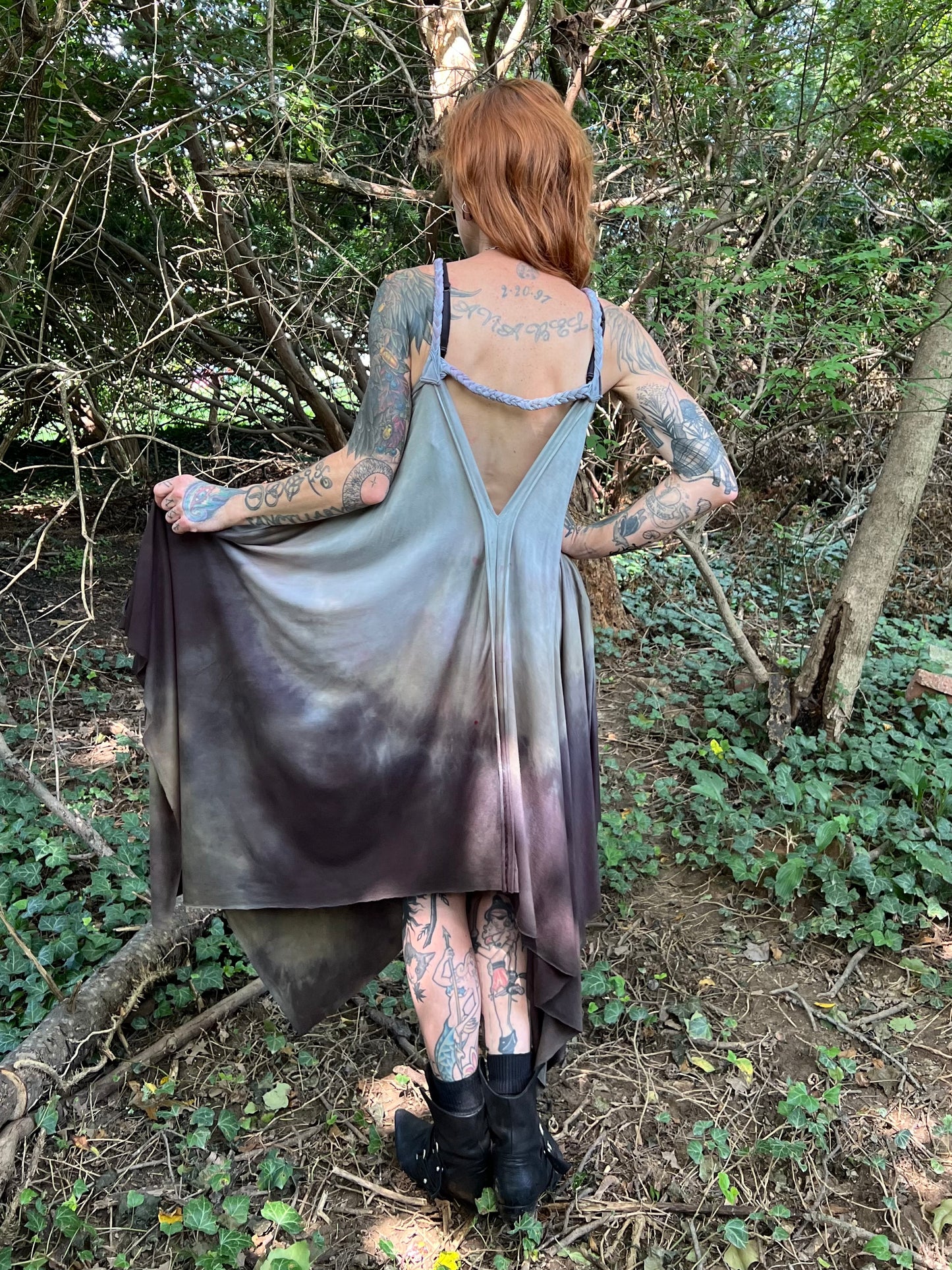 Adventuring Dress Tencel and Lace Bone Maiden colorway