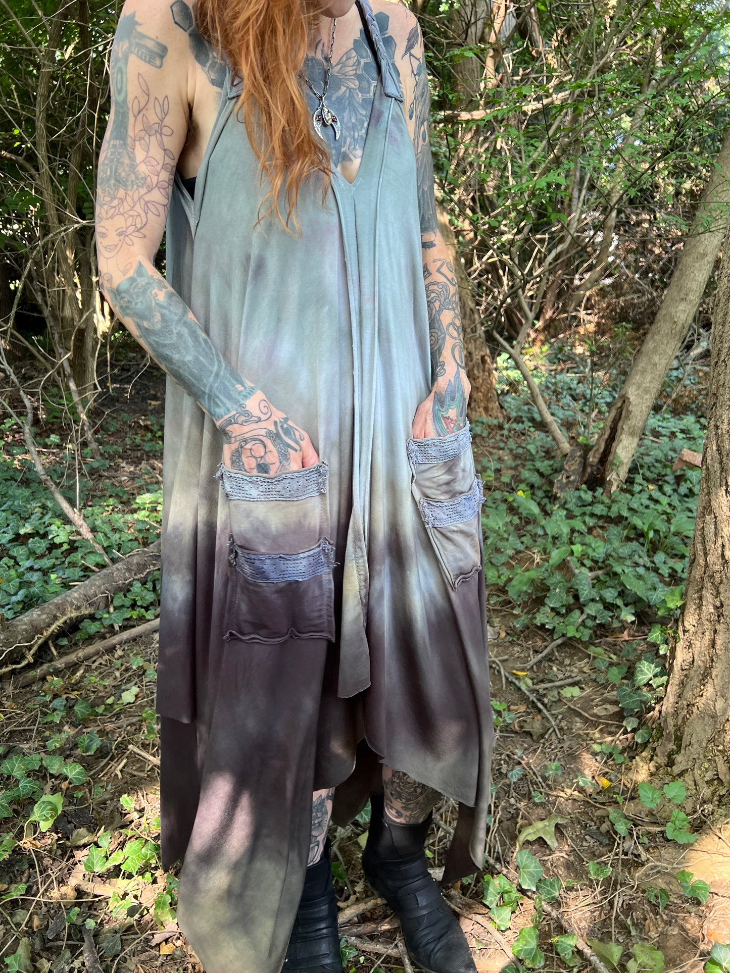 Adventuring Dress Tencel and Lace Bone Maiden colorway