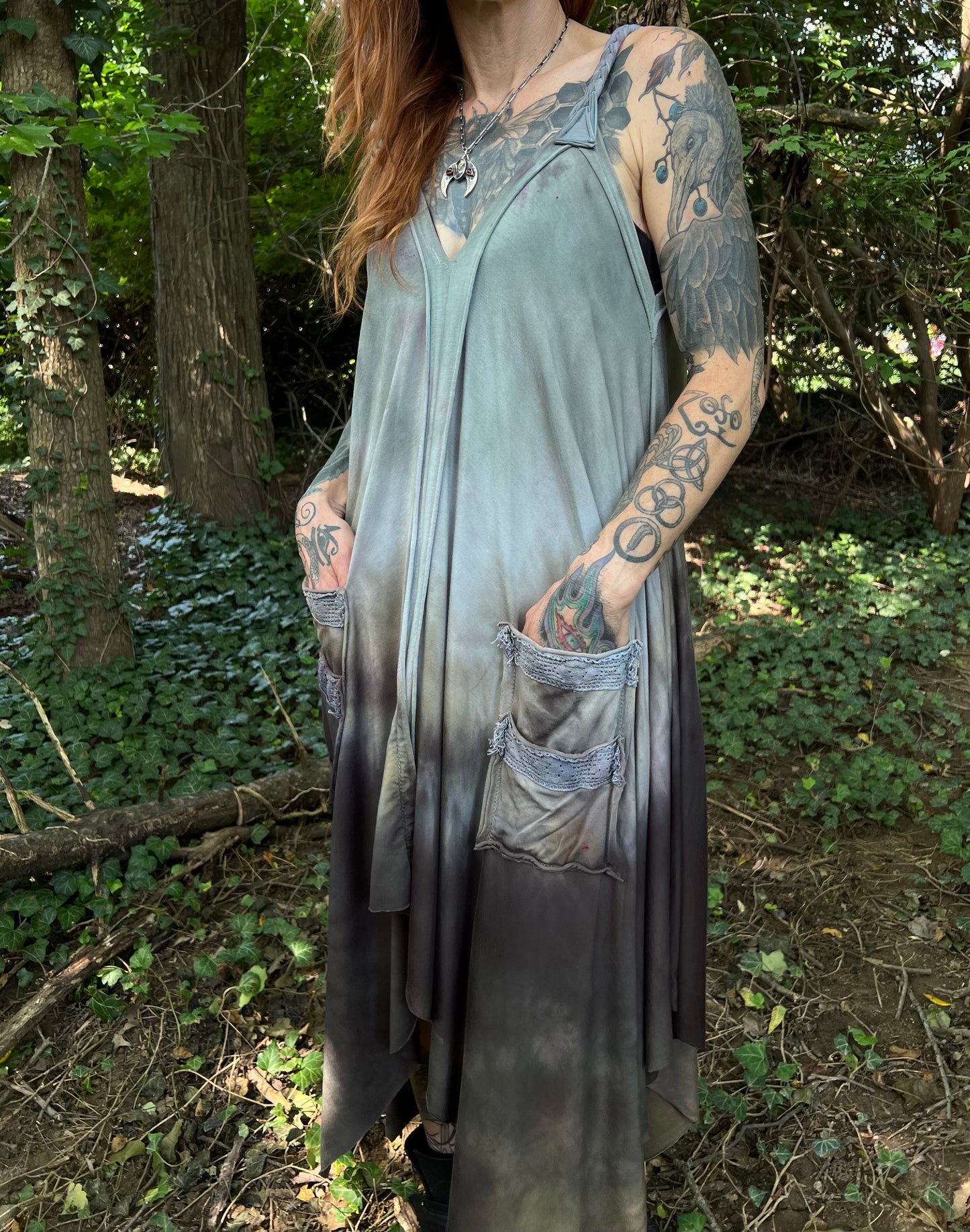 Adventuring Dress Tencel and Lace Bone Maiden colorway