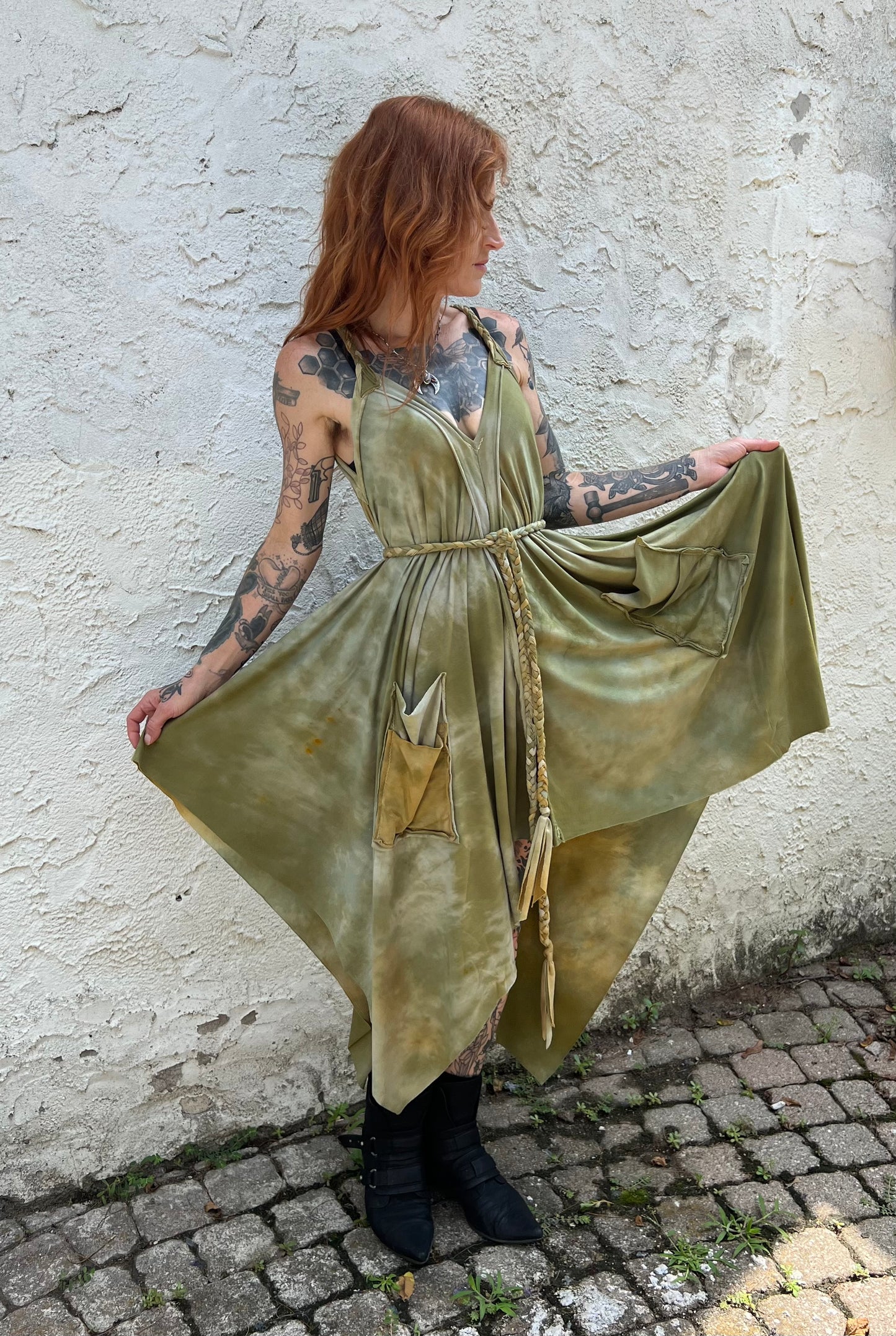 Adventuring Dress Tencel Woodbine colorway