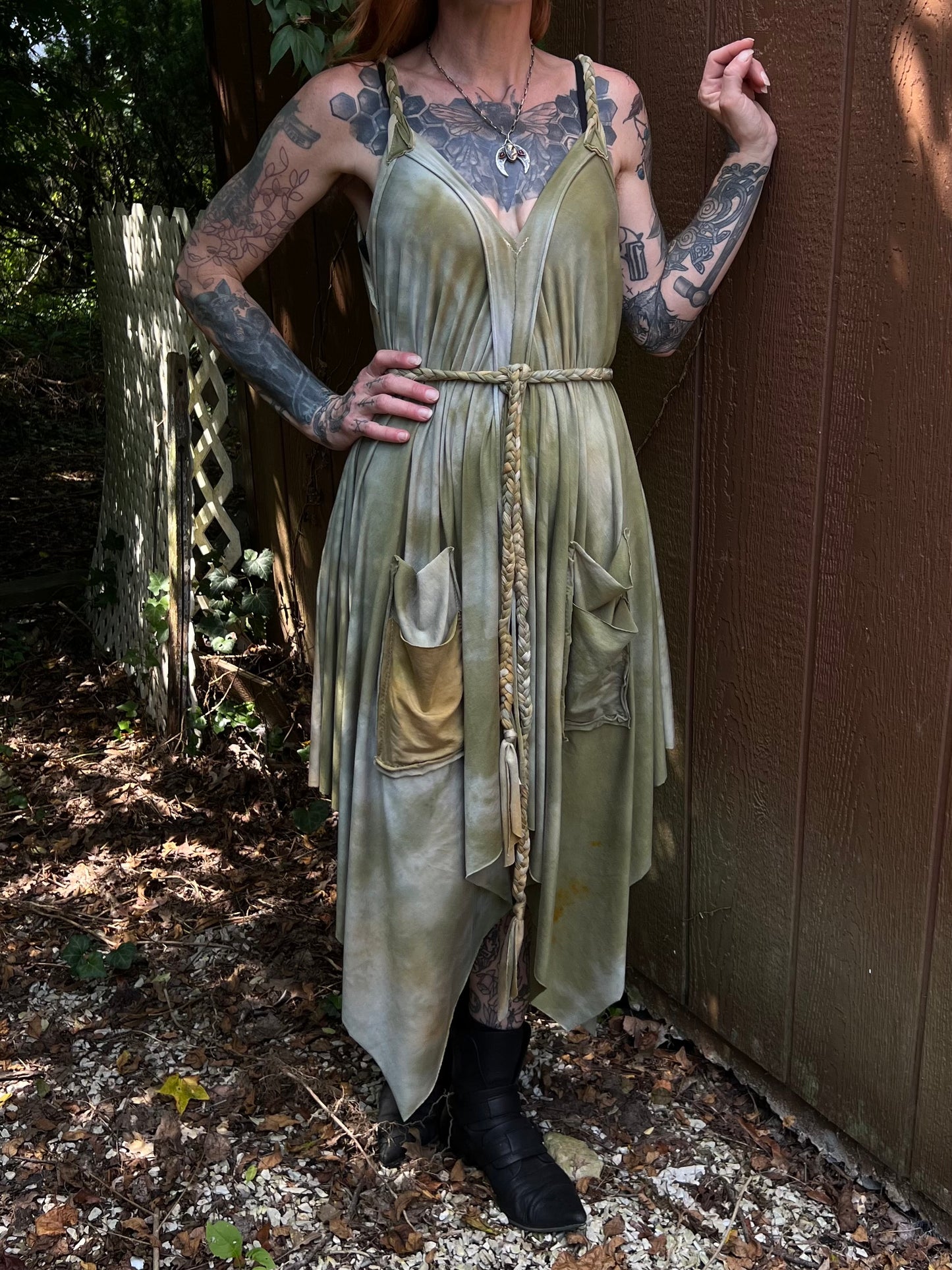 Adventuring Dress Tencel Woodbine colorway