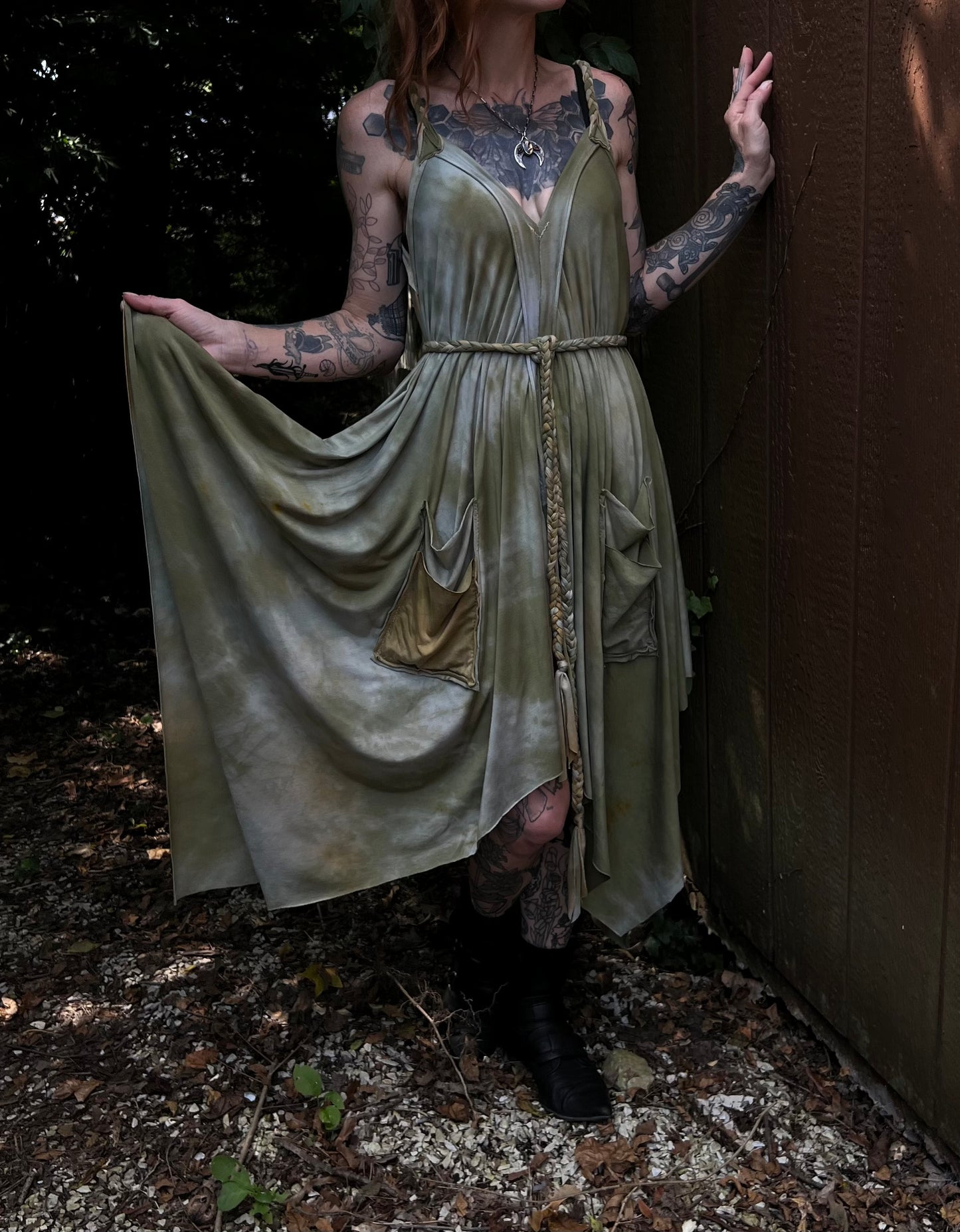 Adventuring Dress Tencel Woodbine colorway