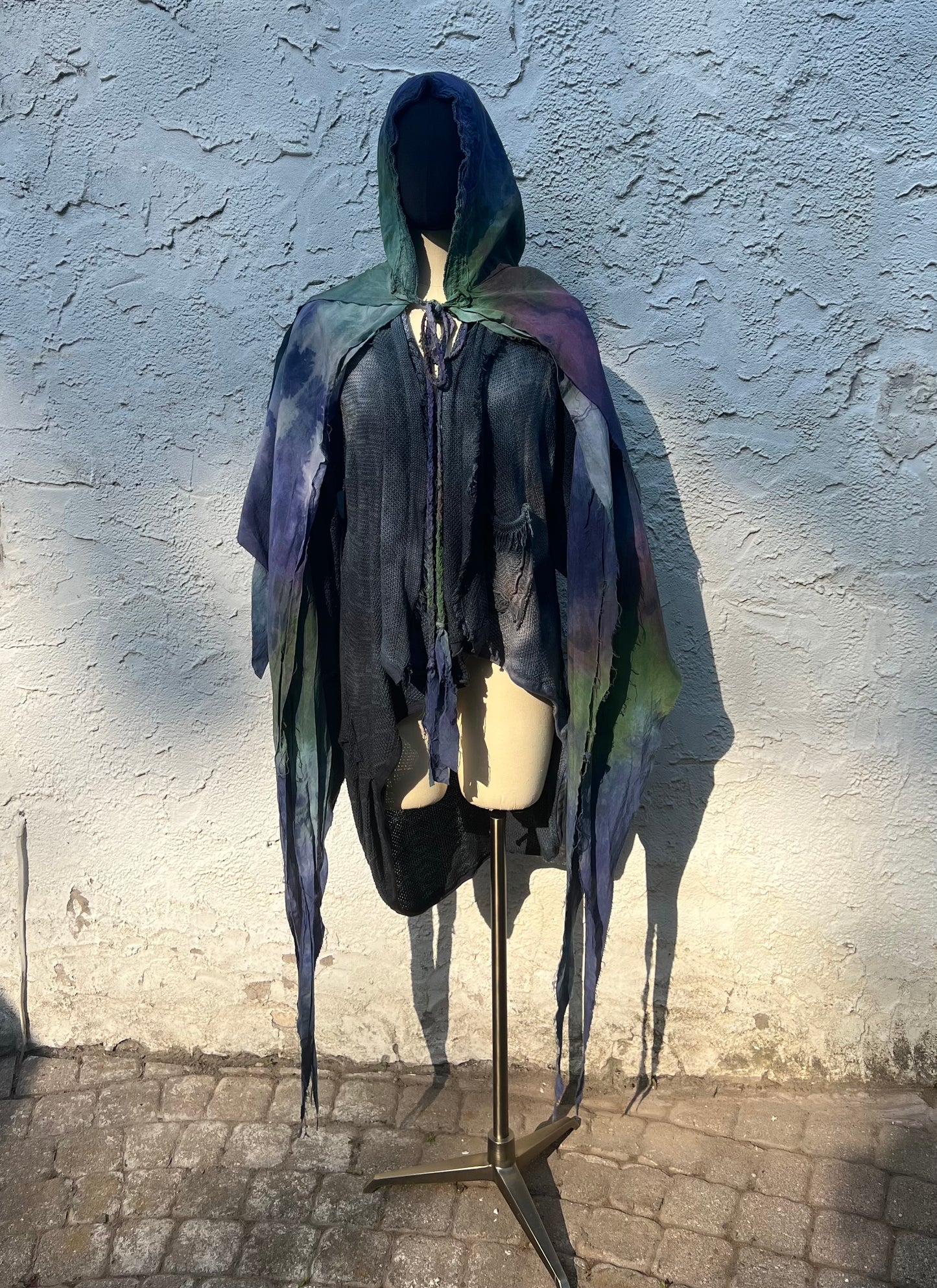 Lore Hooded Shawl Cupro Pride Colorway OOAK