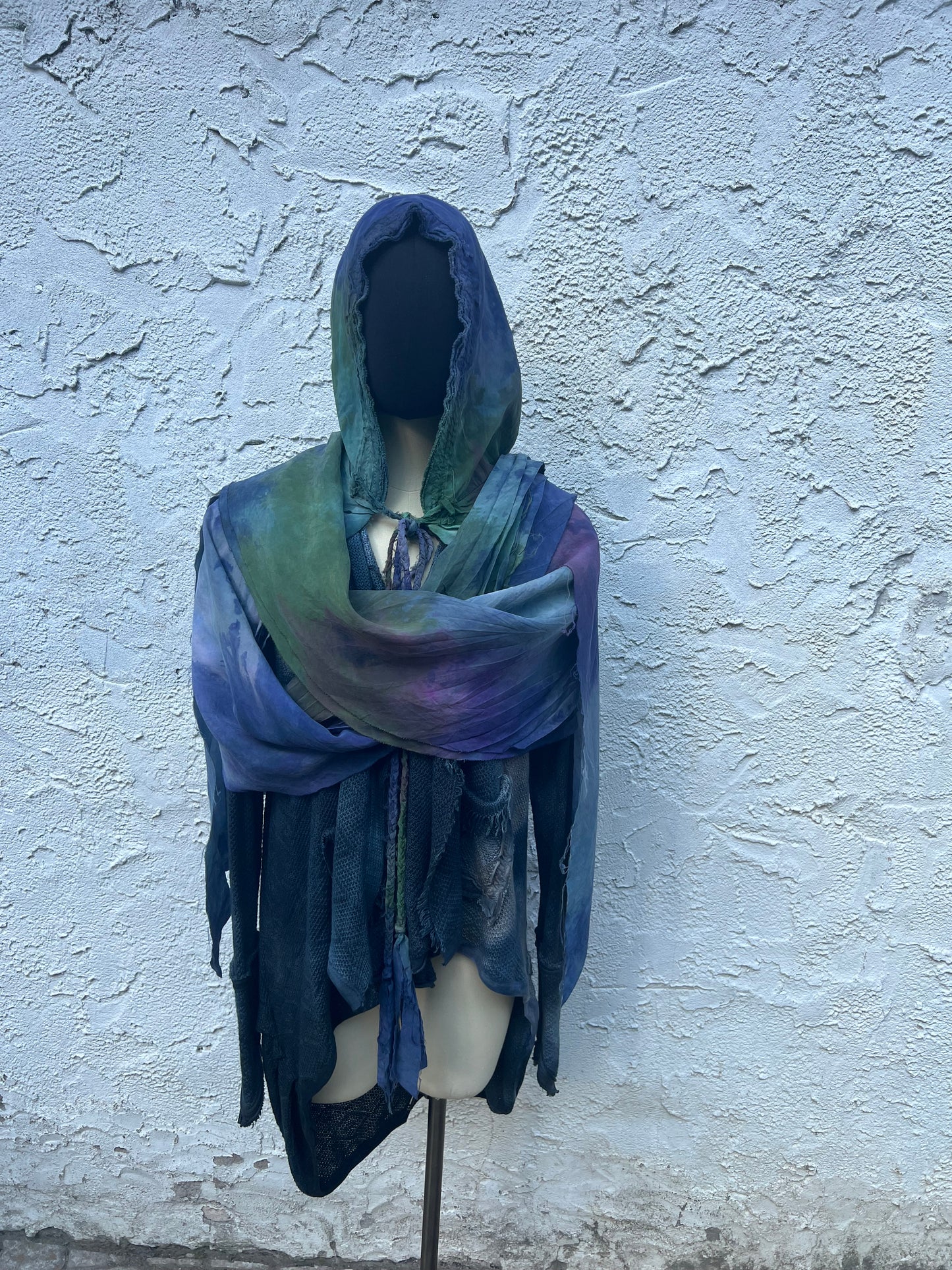 Lore Hooded Shawl Cupro Pride Colorway OOAK