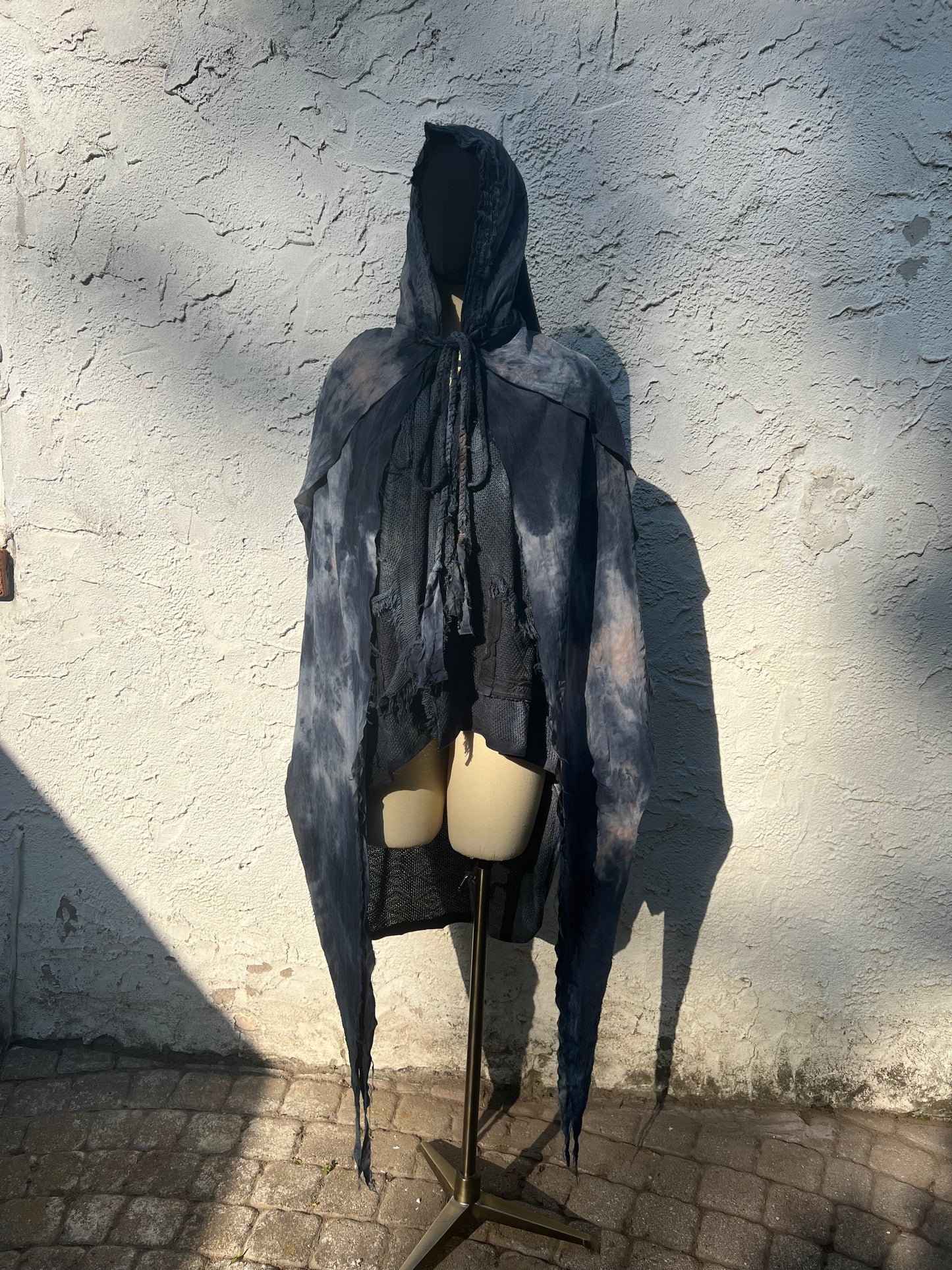 Lore Hooded Shawl Cupro Slate Colorway OOAK