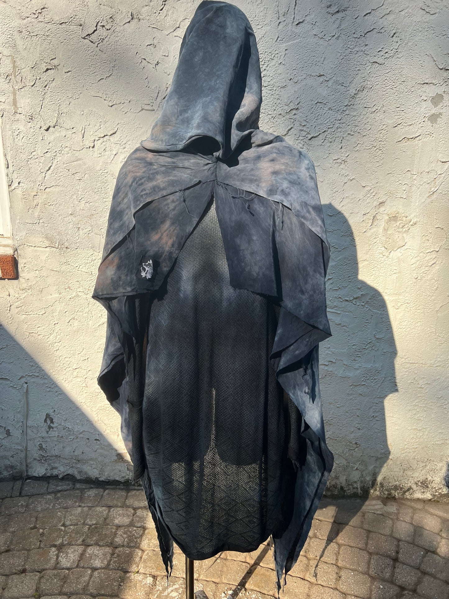Lore Hooded Shawl Cupro Slate Colorway OOAK