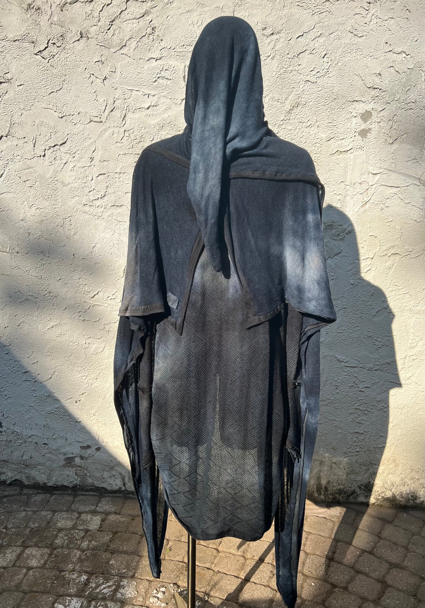 Lore Hooded Shawl Linen Sweaterknit Slate Colorway OOAK