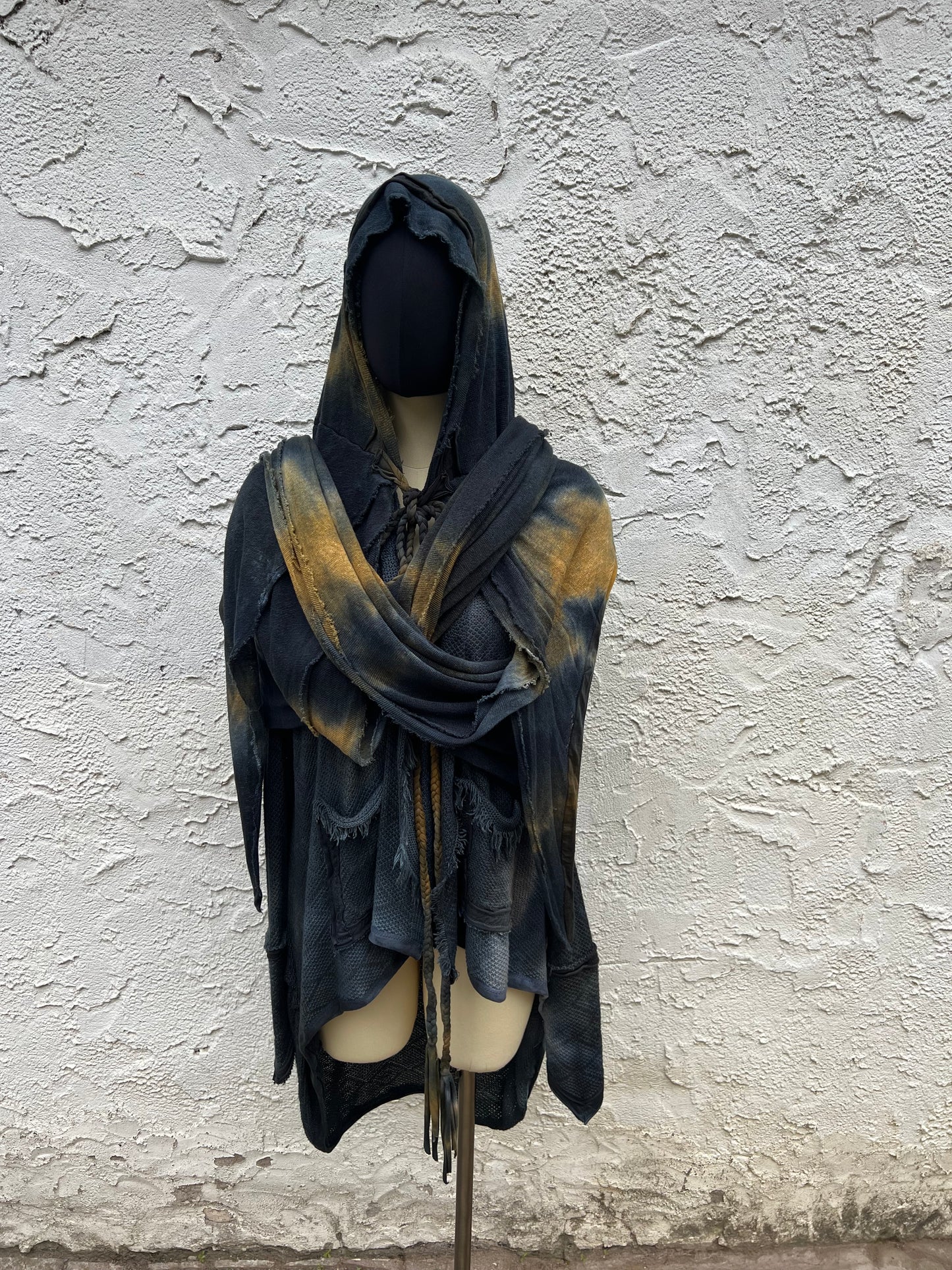 Lore Hooded Shawl Linen Sweaterknit Pyrite Colorway OOAK