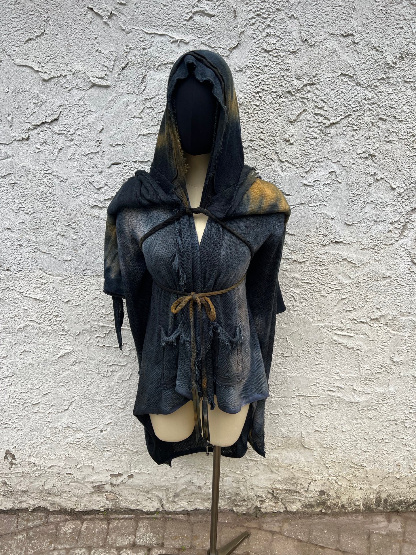 Lore Hooded Shawl Linen Sweaterknit Pyrite Colorway OOAK