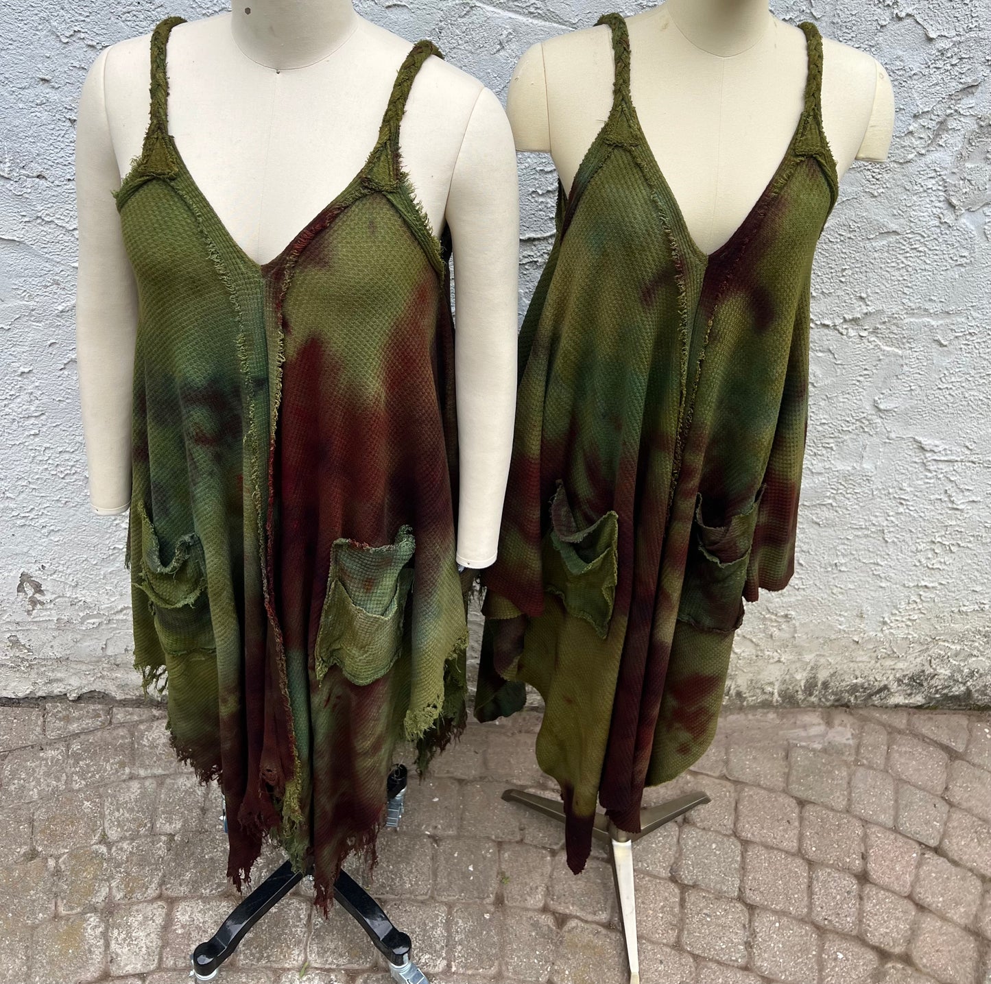 Adventuring Dress Waffle Knit Serpentina colorway with Distressed option