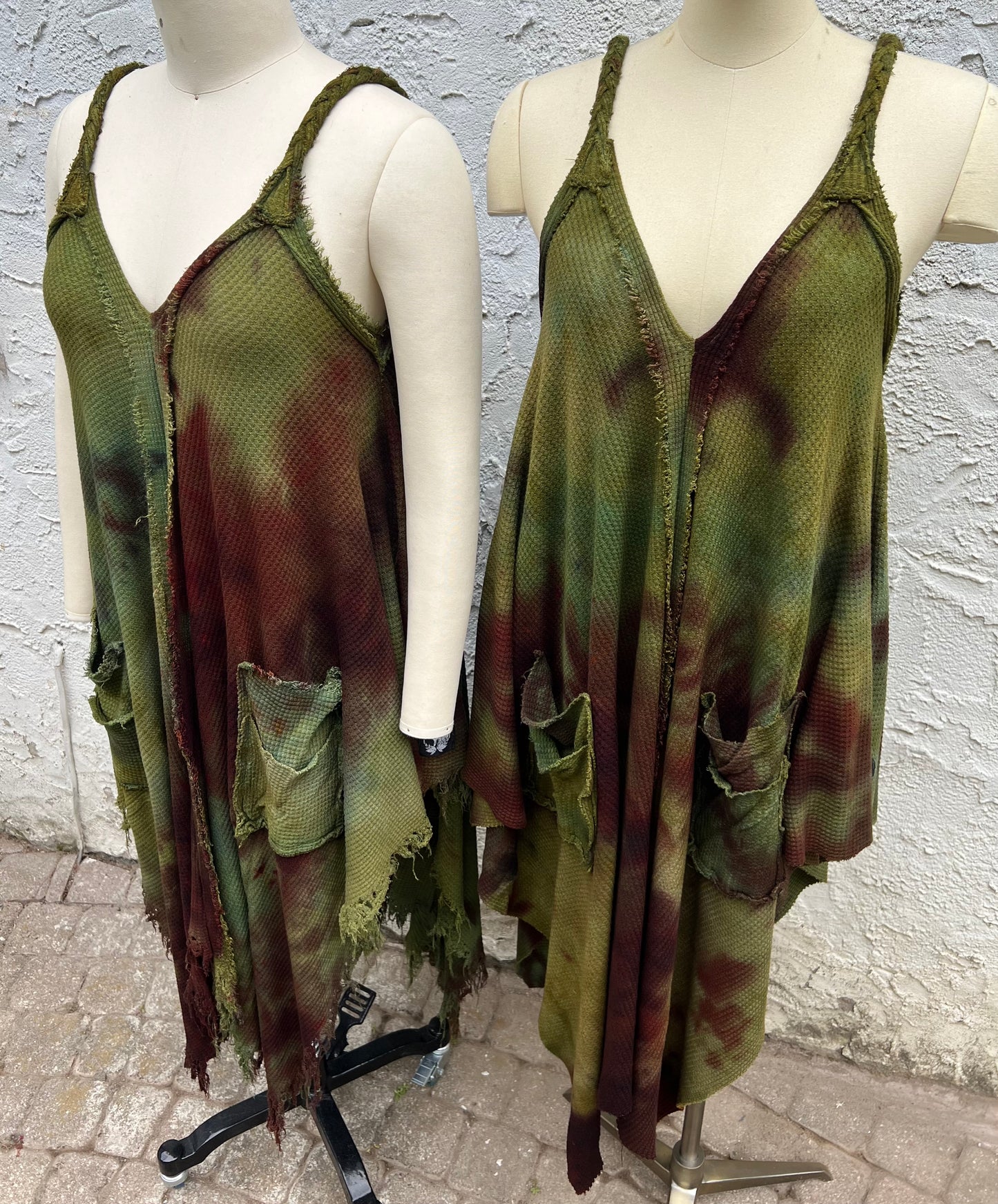 Adventuring Dress Waffle Knit Serpentina colorway with Distressed option