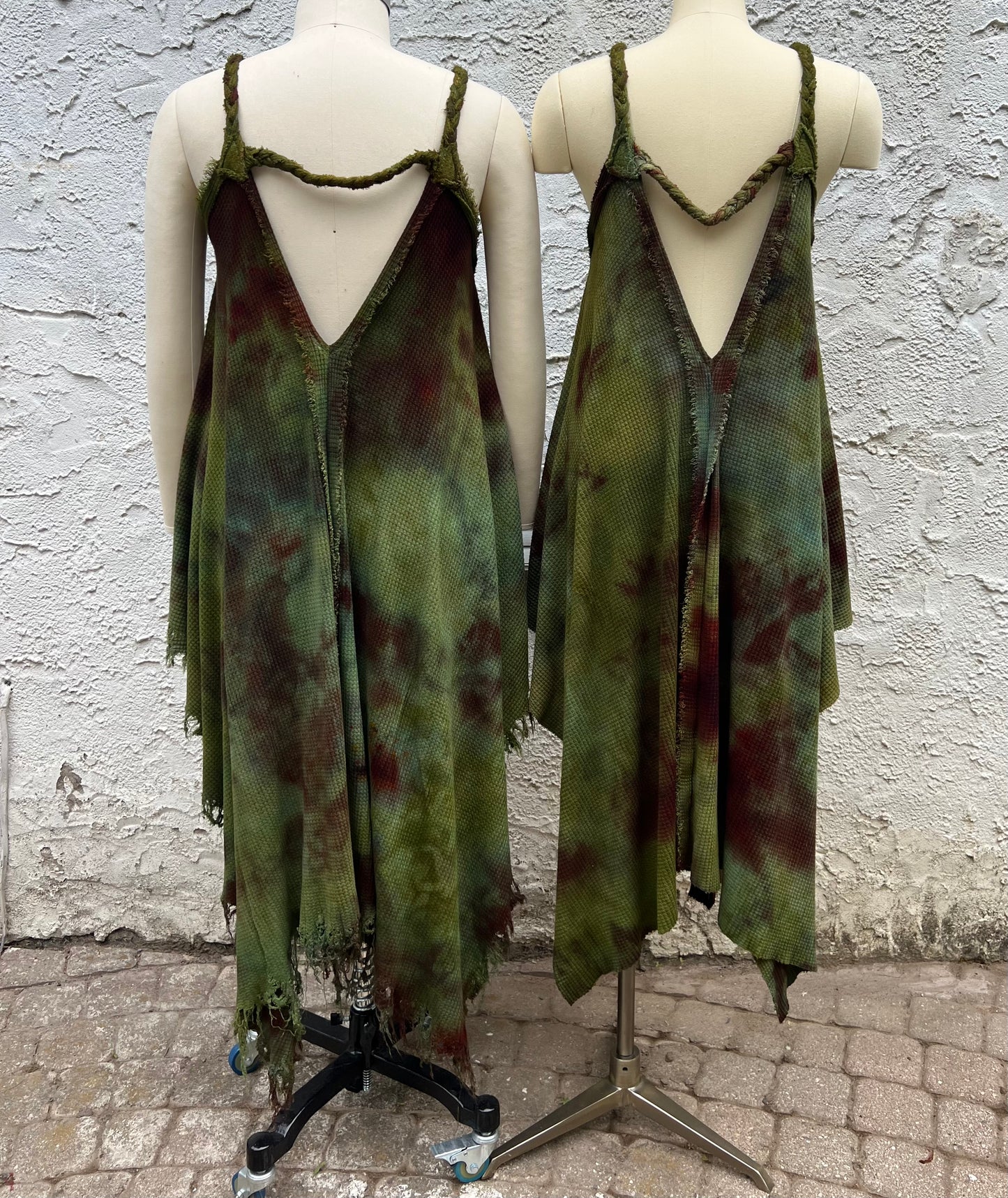 Adventuring Dress Waffle Knit Serpentina colorway with Distressed option