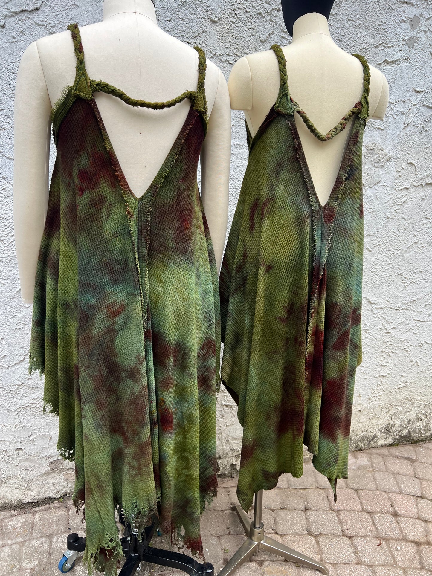 Adventuring Dress Waffle Knit Serpentina colorway with Distressed option
