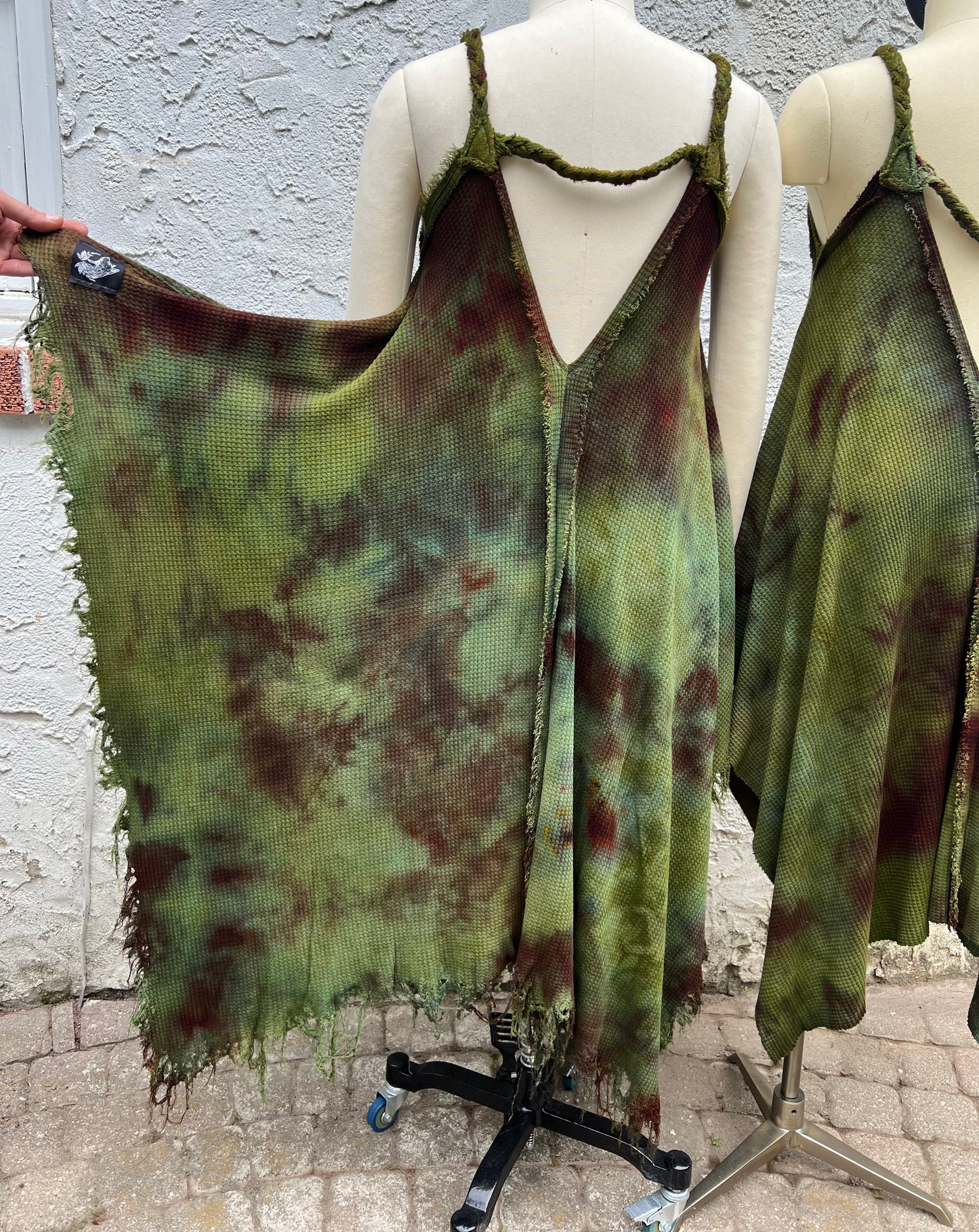 Adventuring Dress Waffle Knit Serpentina colorway with Distressed option