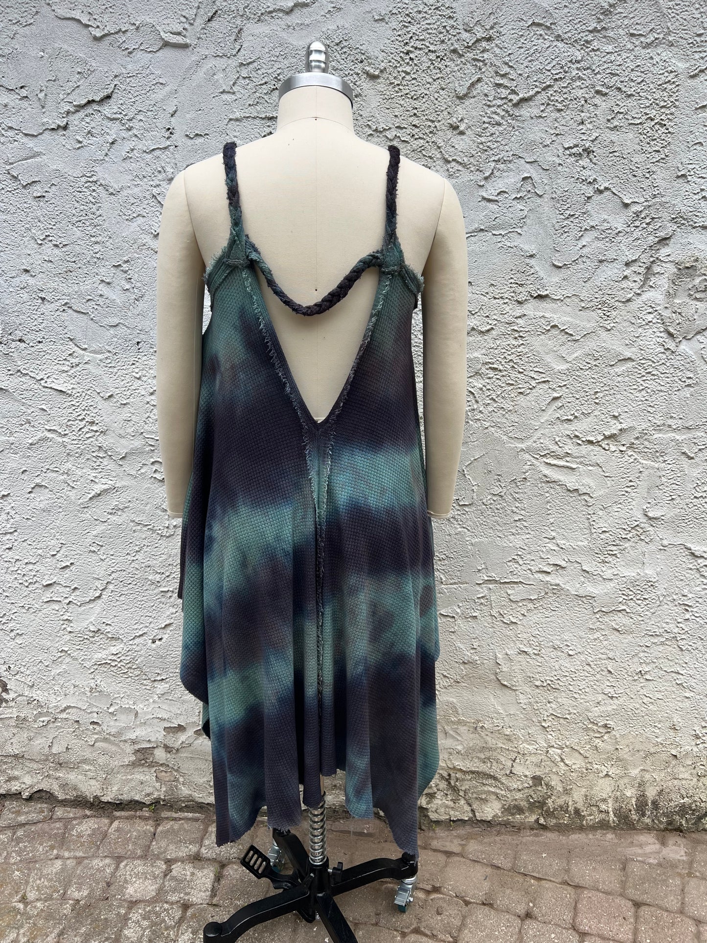 Adventuring Dress Waffle Knit Pluto colorway OOAK