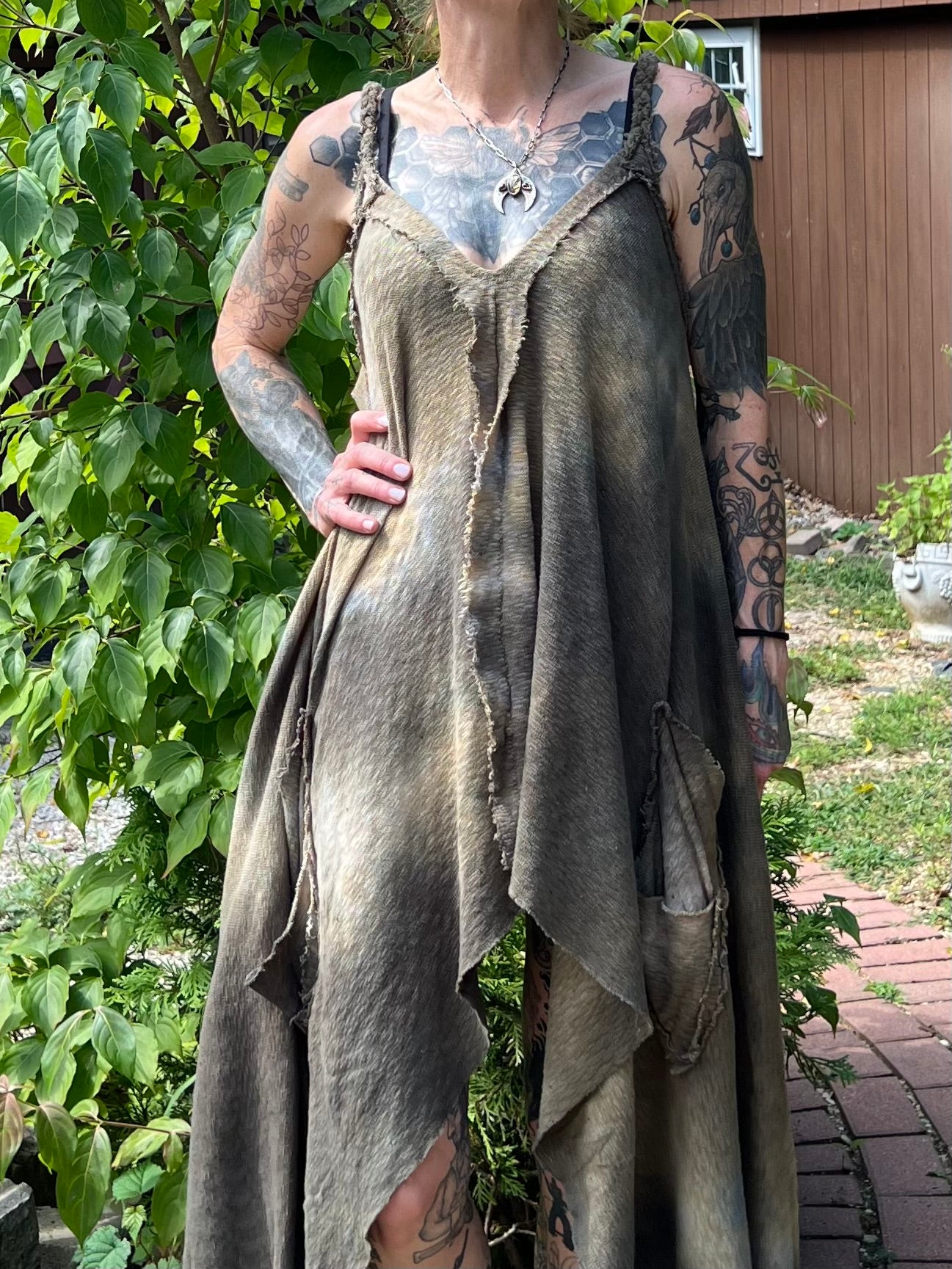 Adventuring Dress Sweaterknit Wheat colorway OOAK