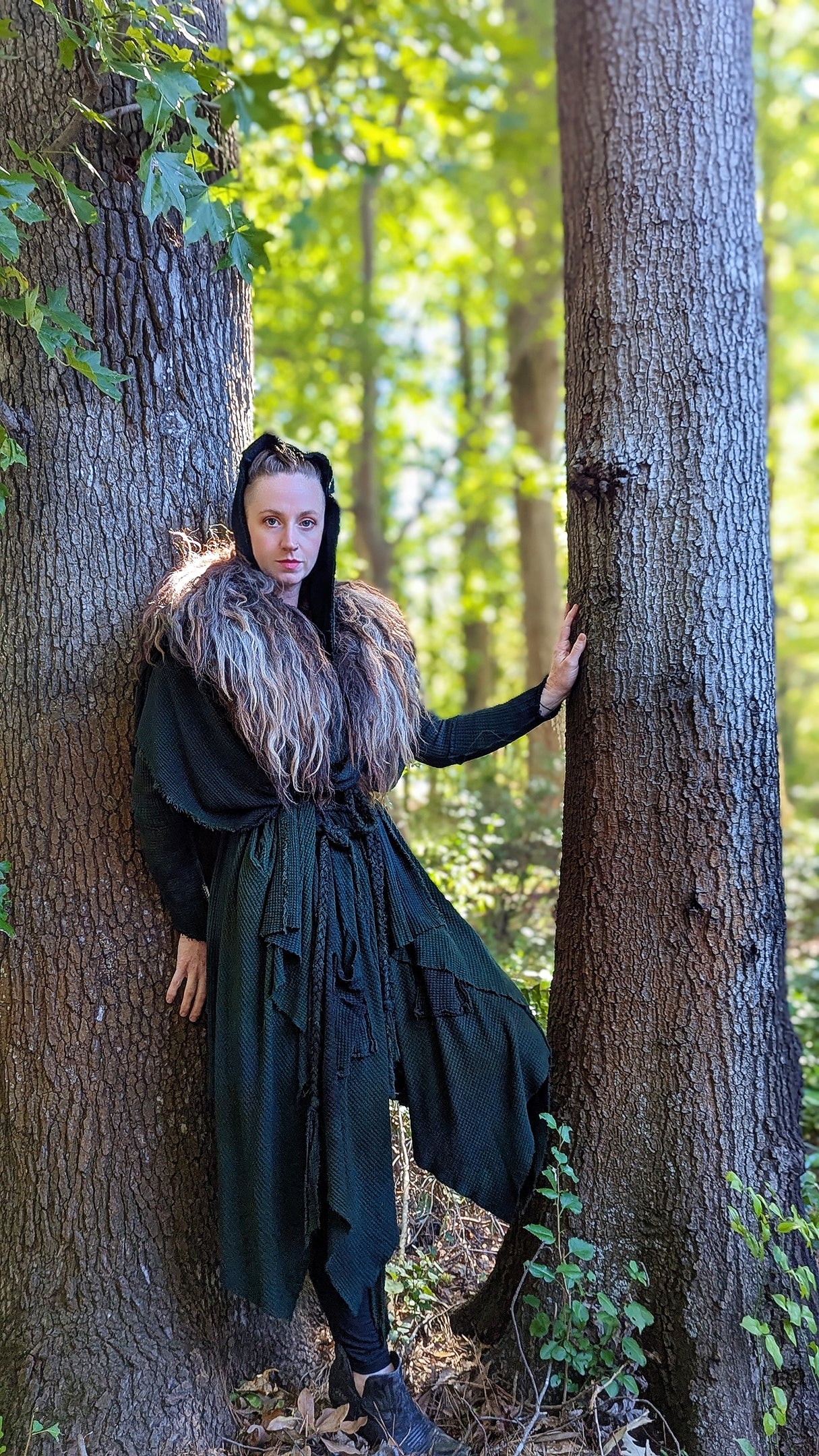 Traveler’s Cloak Waffle Knit Yaupon colorway CROPPED OOAK