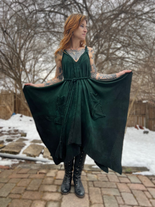 Adventuring Dress Waffle Knit Boreal Colorway OOAK