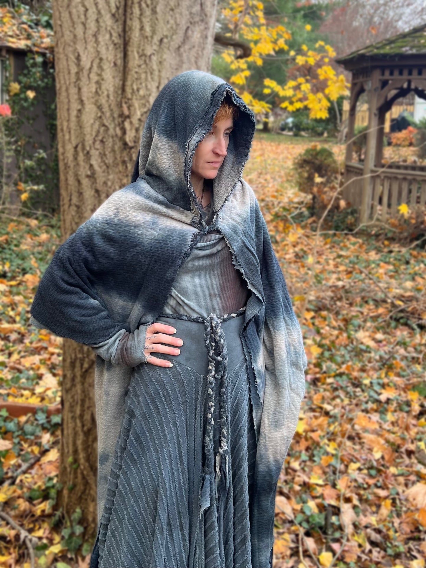 Lore Hooded Shawl Ocracoke  colorway OOAK