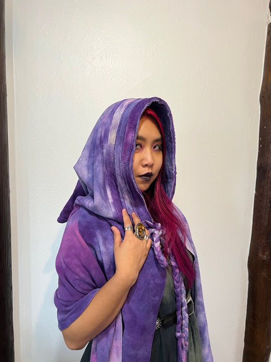 Lore Hooded Shawl Mercenaria  colorway OOAK