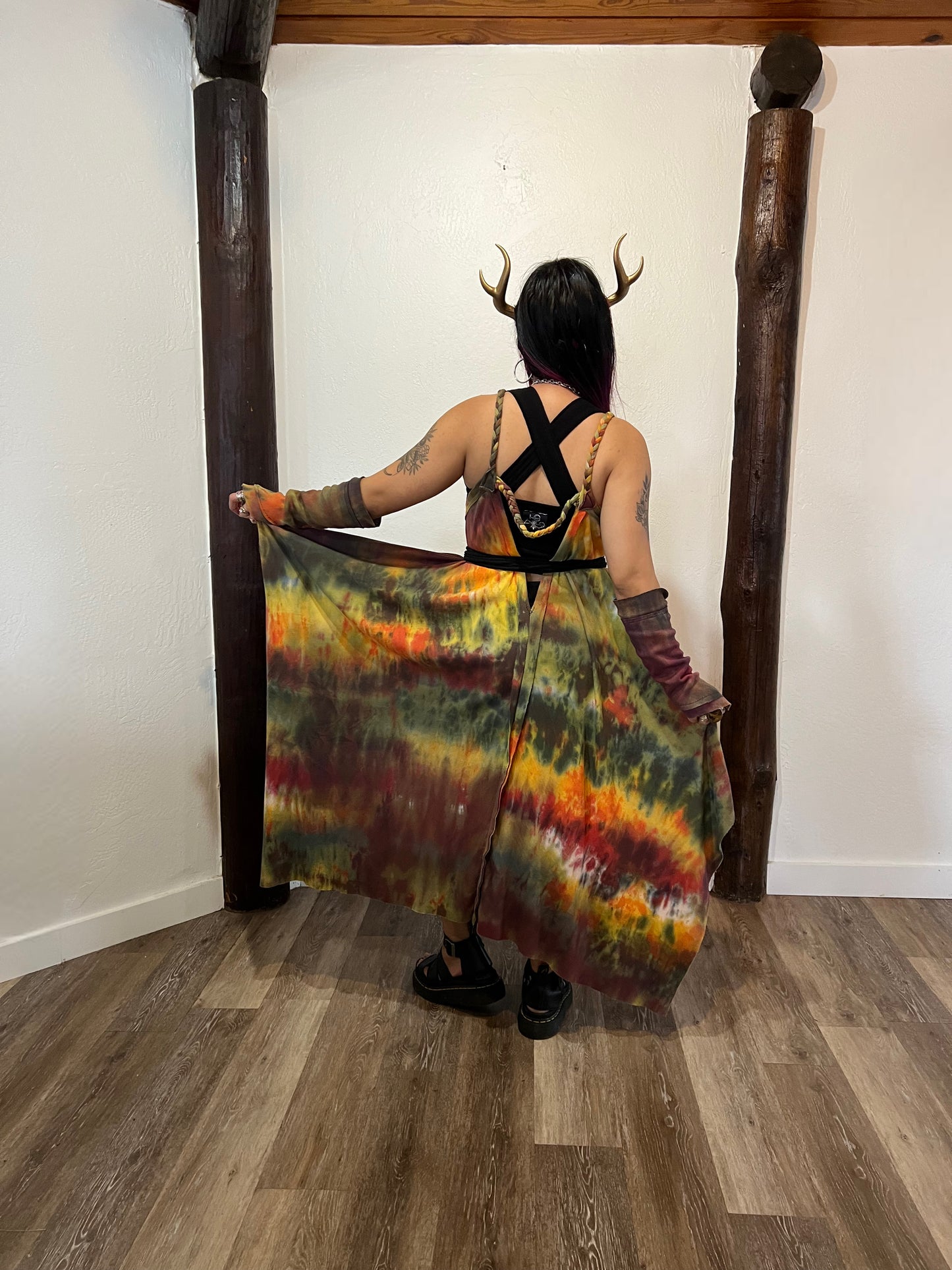 Adventuring Dress with Arm Warmers Samhain colorway