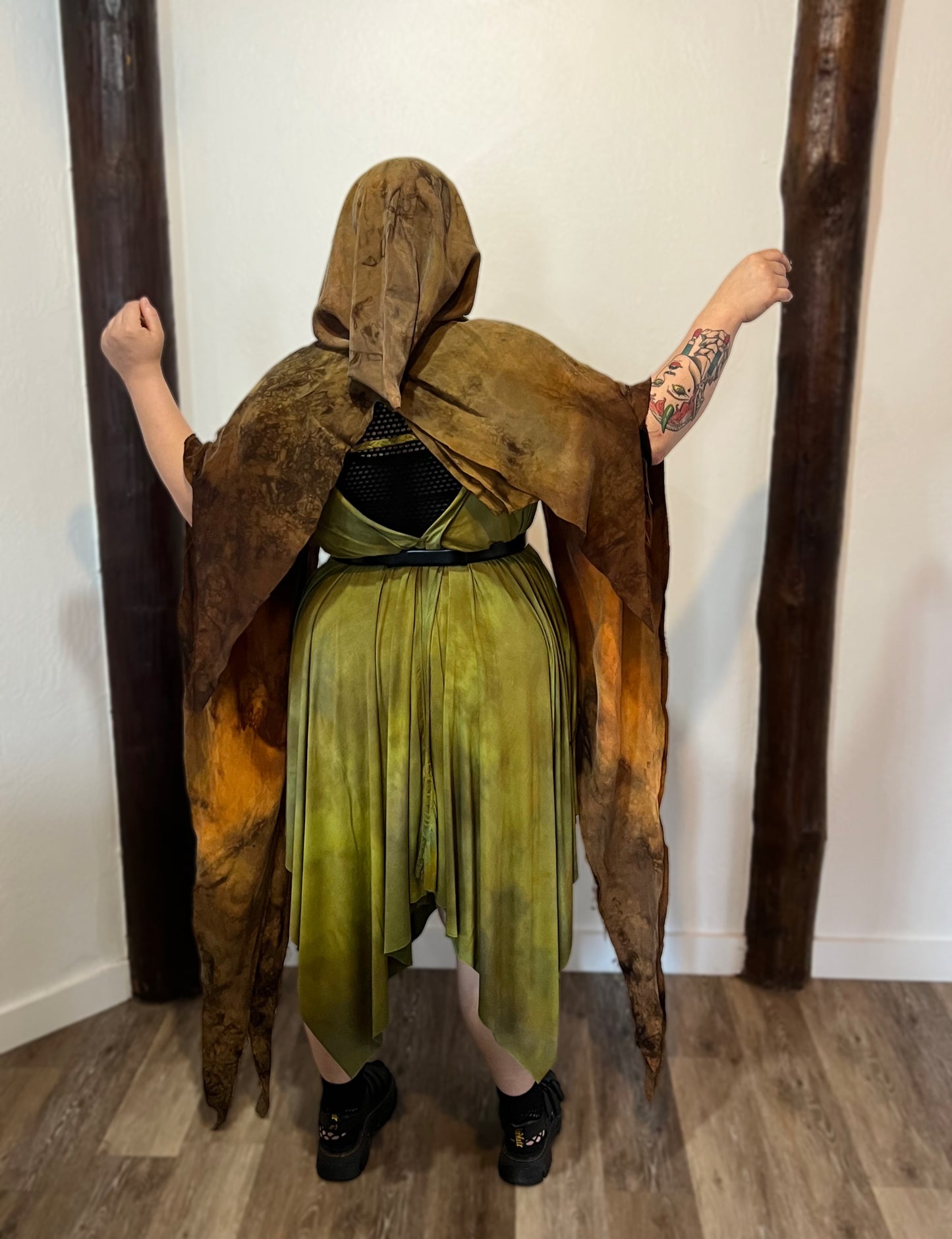 Lore Hooded Shawl Cupro Foxy Colorway OOAK